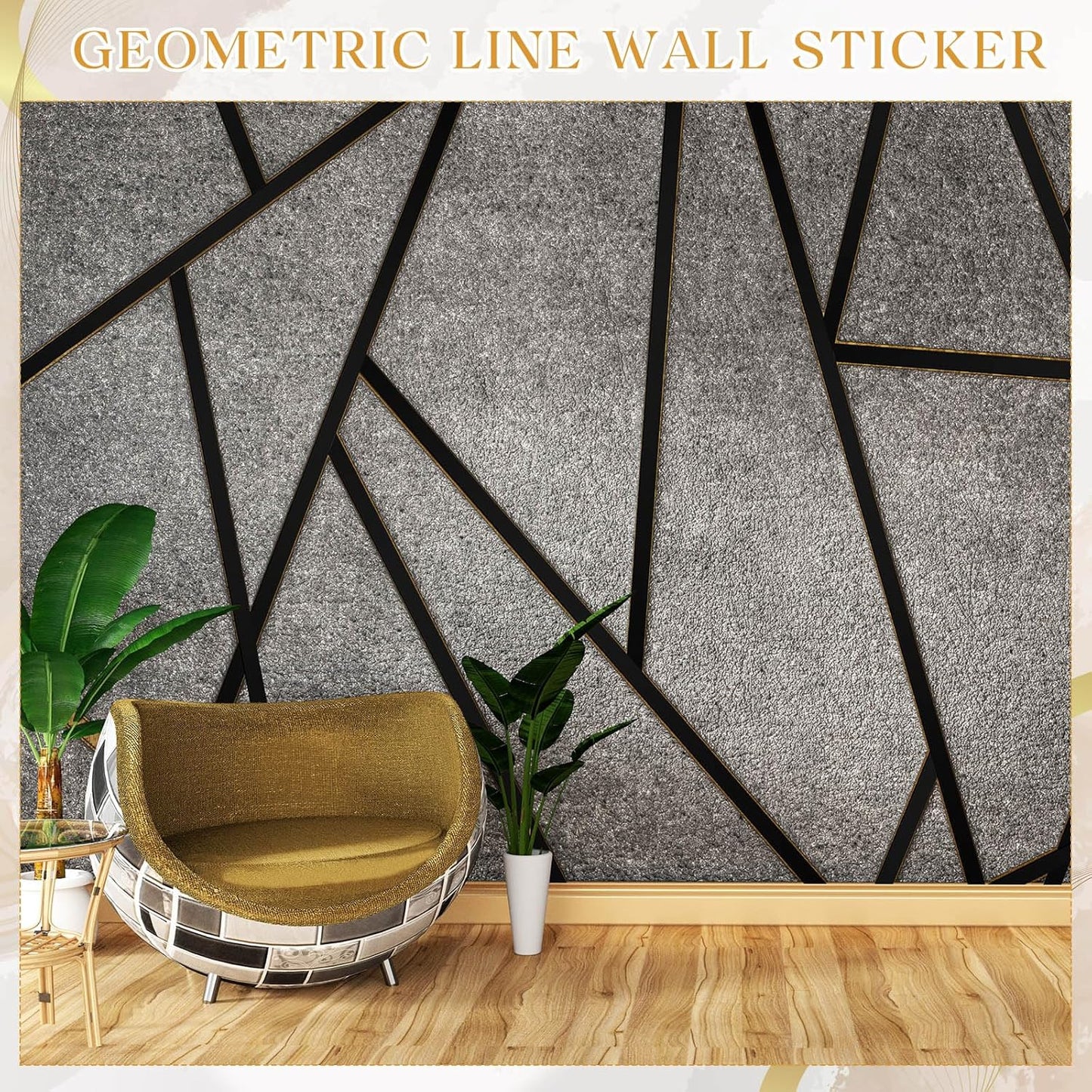 Wall Decals Peel and Stick Tape / Black / 70.8 x 1.2 / Set of 24