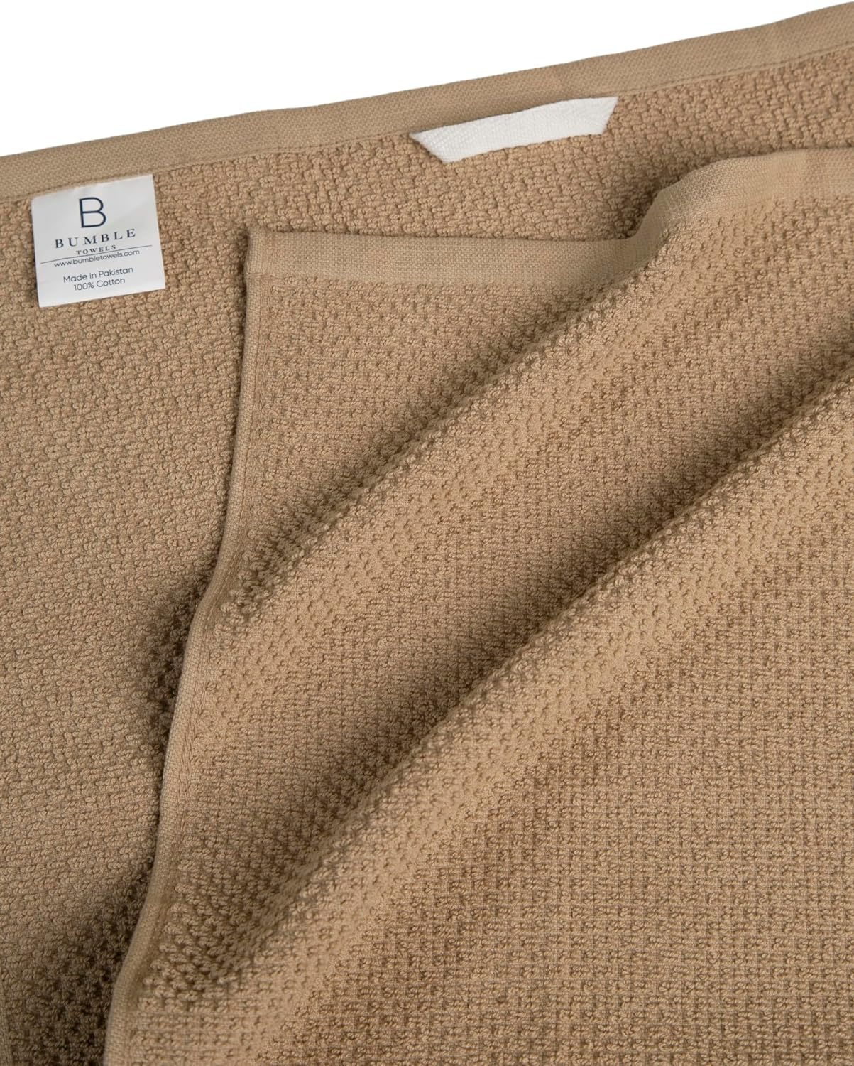 Bumble Kitchen Towels 6 Pack 100% Cotton 16"x26" - Tan Wide Stripe | 430 GSM Soft Kitchen Hand Towels with Hanging