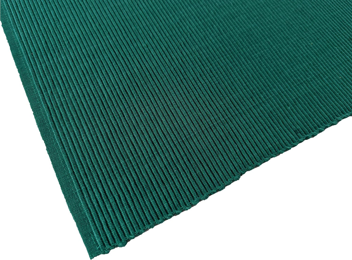 100% Cotton Ribbed Placemats - Set of 4-13 x 19 Inches - Peacock Green - Everyday Cloth Table Mats - Thick