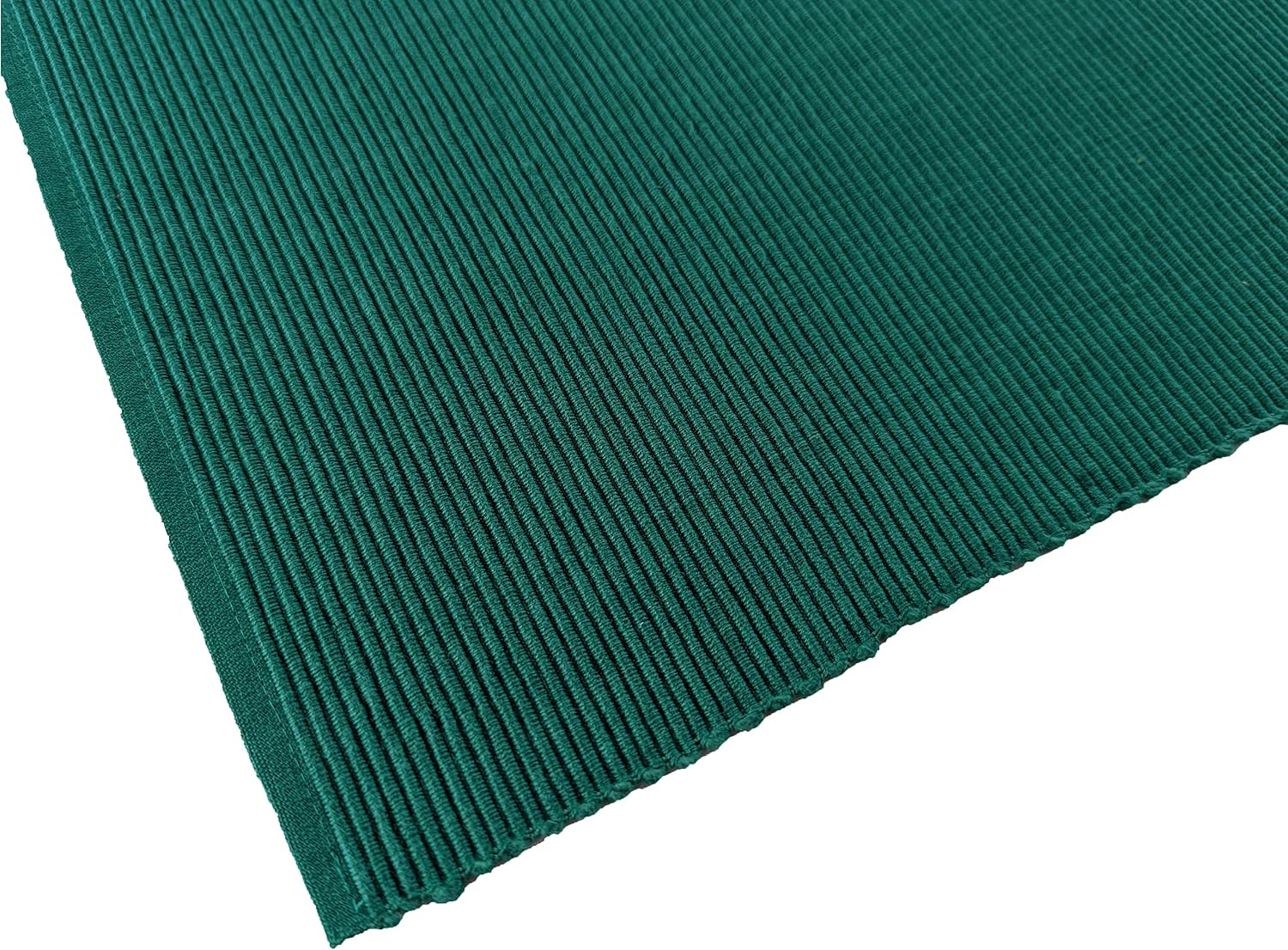 100% Cotton Ribbed Placemats - Set of 4-13 x 19 Inches - Peacock Green - Everyday Cloth Table Mats - Thick