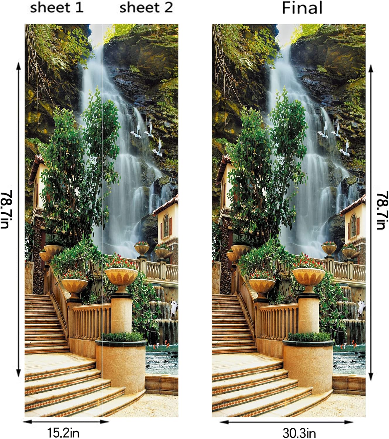 Removable Self-Adhesive Waterfall Wallpaper / 30.3 x 78.7 / Mt1080