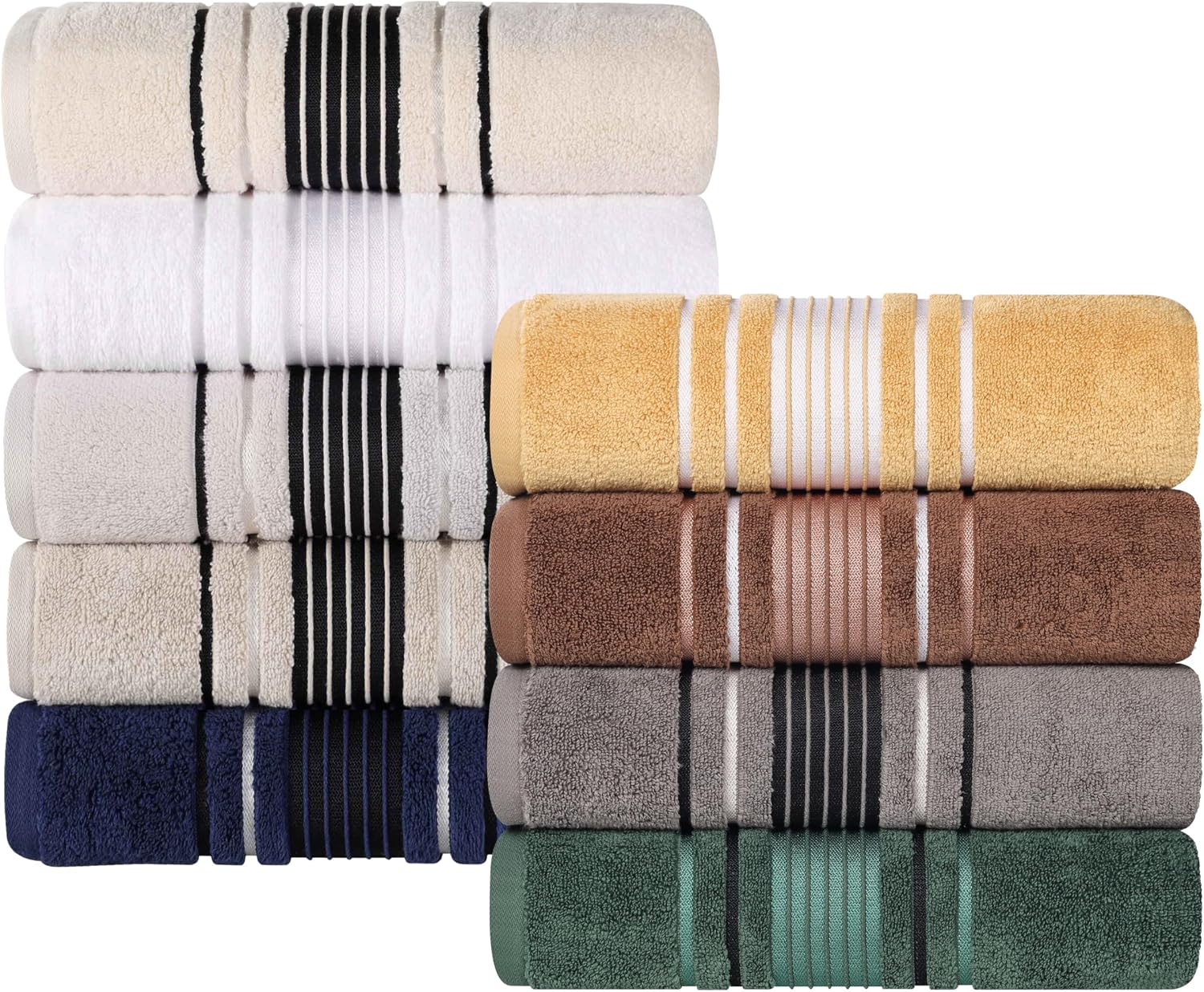 SUPERIOR Cotton 3 Piece Towel Set, Includes 1 Bath, 1 Hand, 1 Washcloth/Face Towel, Quick Dry, Home Essentials, Shower