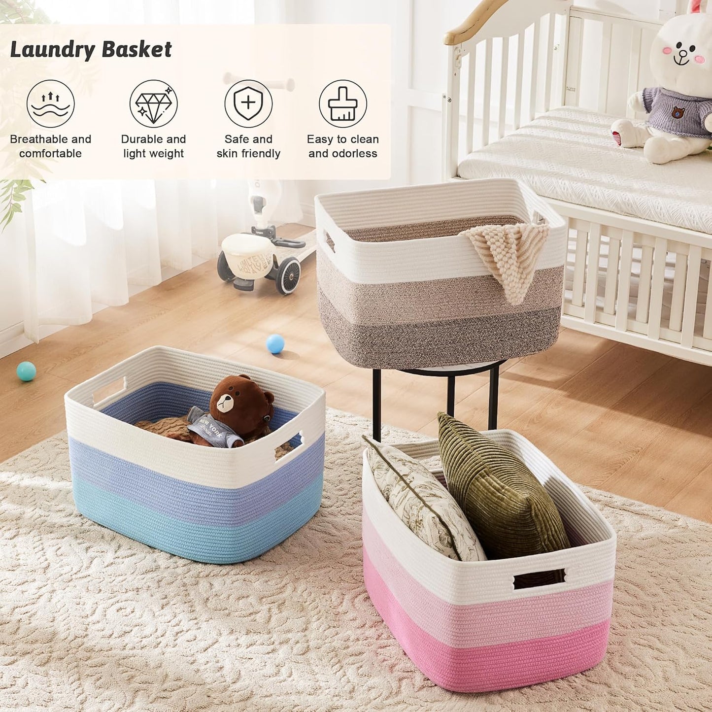Rectangle Woven Baskets for Storage / 65L