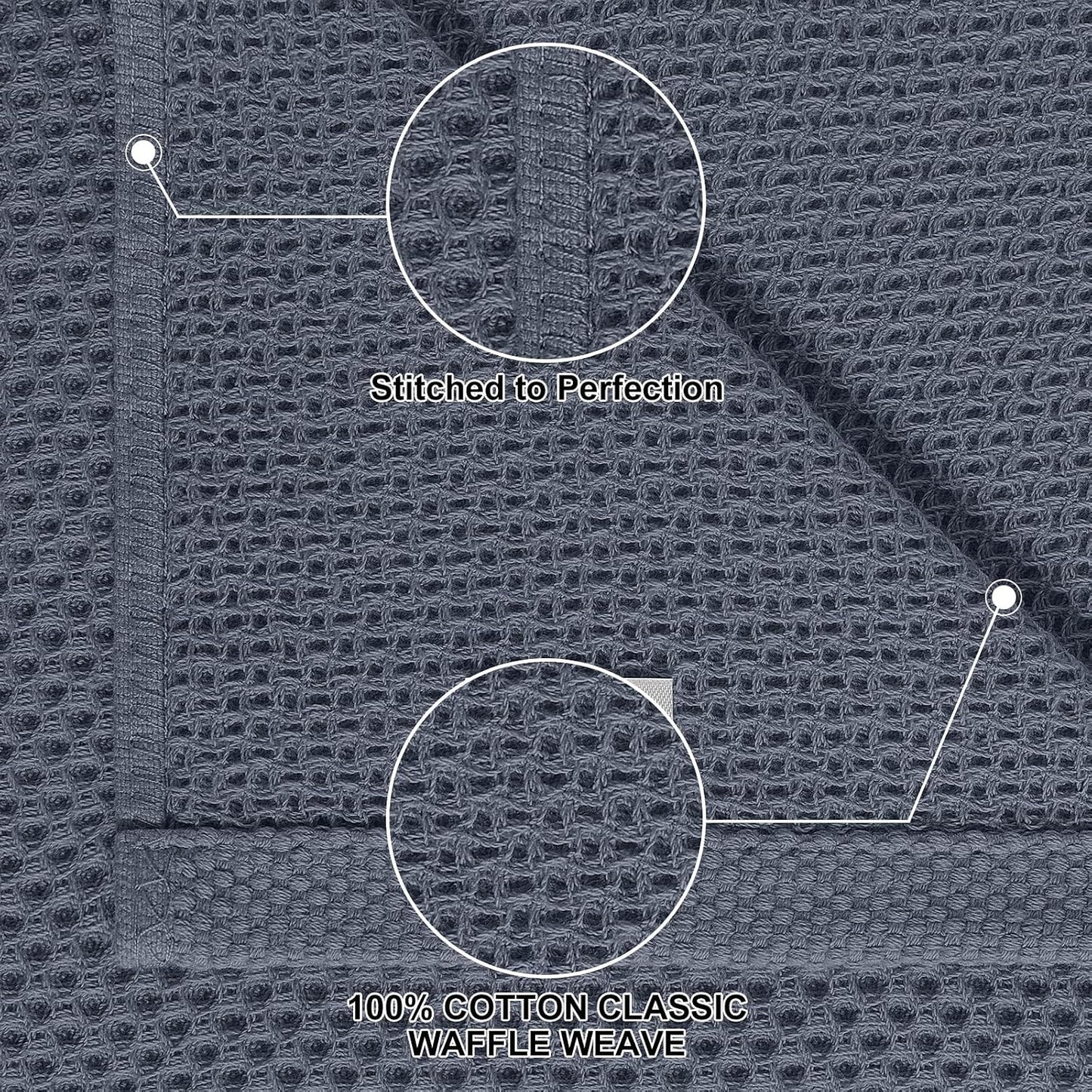 Homaxy 12 Pack 100% Cotton Kitchen Towels and Dishcloths Set, Dark Grey | 12 x 12 Inches and 13 x 28 Inches Kitchen