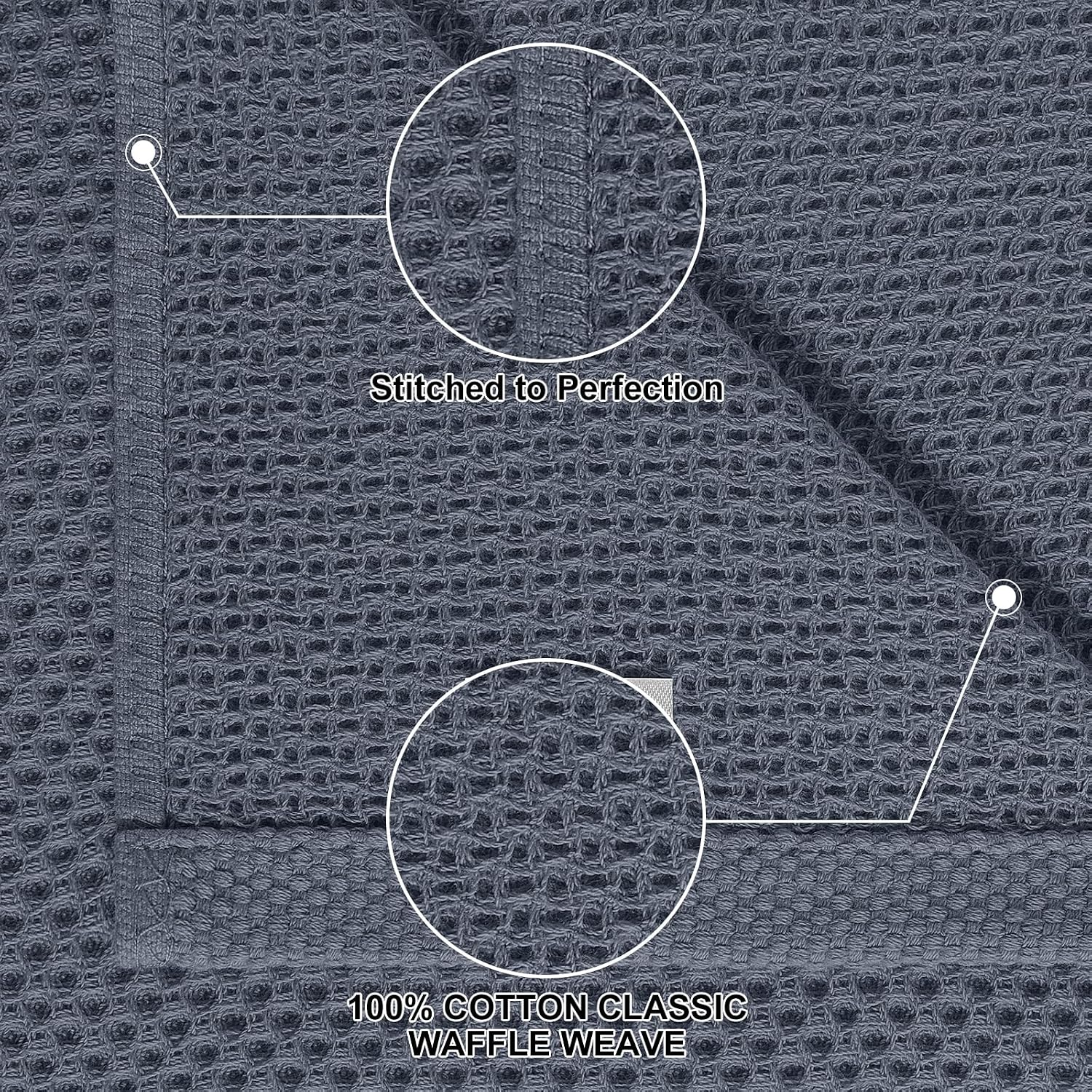 Homaxy 12 Pack 100% Cotton Kitchen Towels and Dishcloths Set, Dark Grey | 12 x 12 Inches and 13 x 28 Inches Kitchen