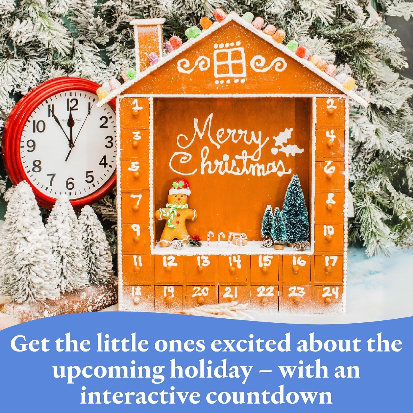 Advent Calendar 2024, Wooden Advent Calendars, Scene House 18 3/4 Inch x 16 3/4 Inch, Pack of 2 Christmas Advent