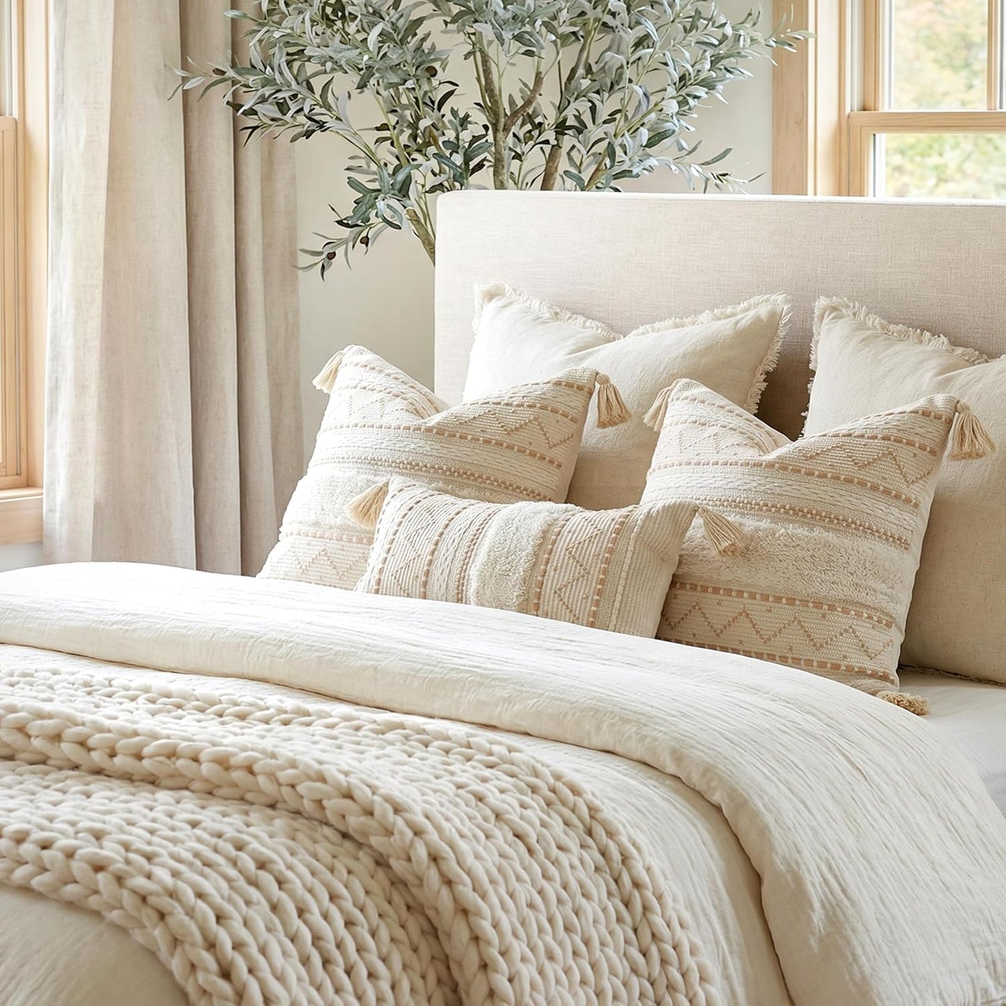 Lumbar Pillow Cover / 20 x 12 / Beige