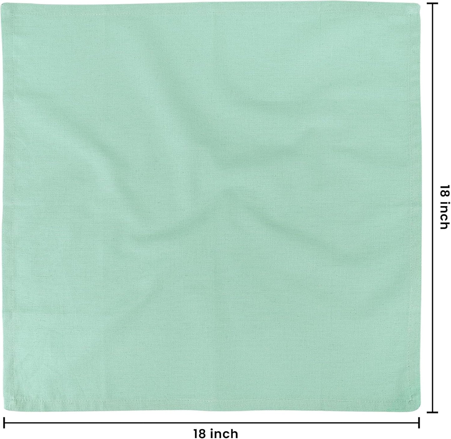 NATURALCRAFT Cloth Napkins Set of 12 Cotton Linen18x18 inch Aqua Green
