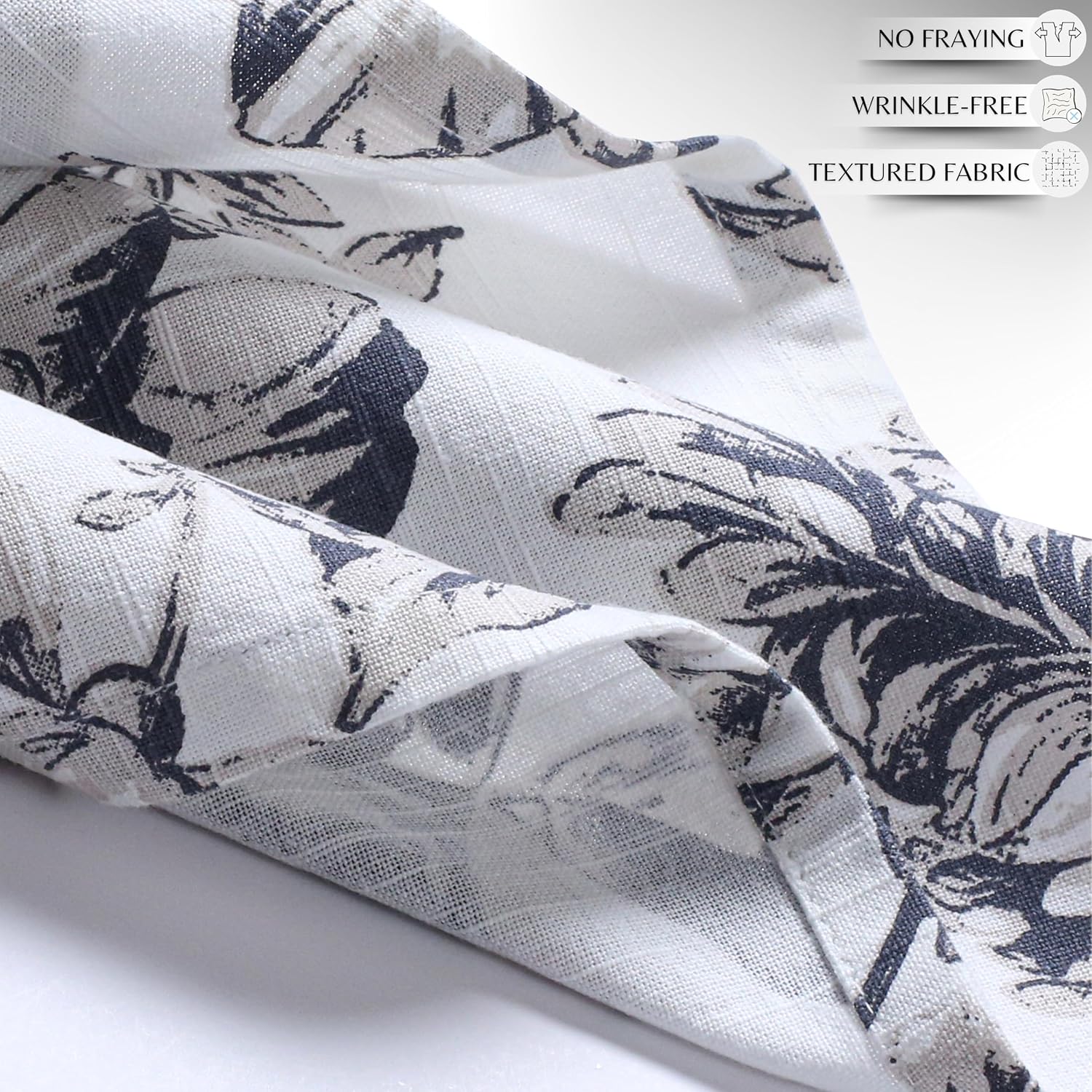 Palisa Floral Print Cloth Napkins Set of 12, 18x18 Inch, (Grey & Beige) | 100% Cotton Dinner Napkins | Reusable &