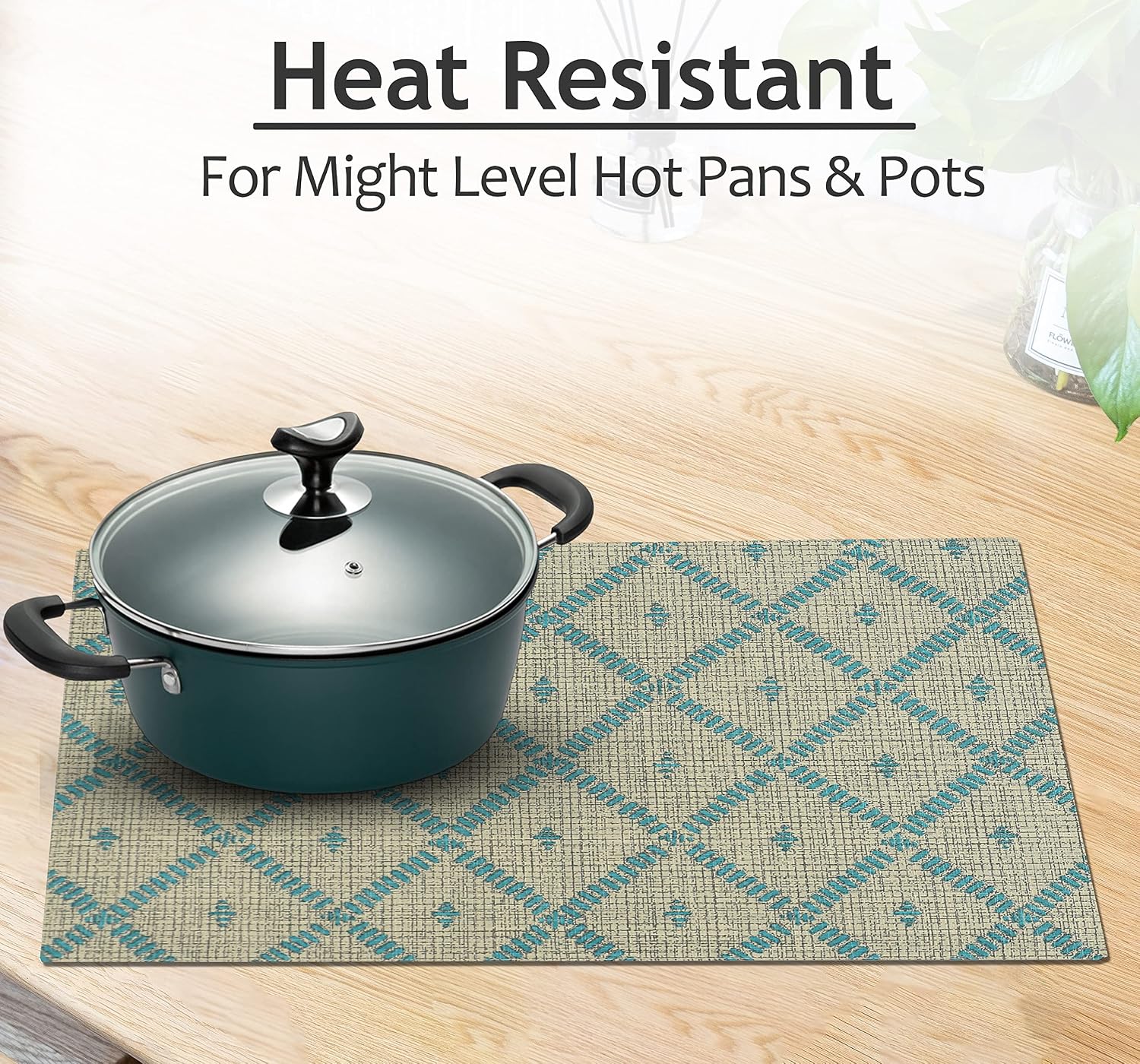 Ruvanti Placemats Set of 6, 100% Cotton Place Mats of 13"x19" – Linear | Heat, Stain resistant, Washable, Non-Slip