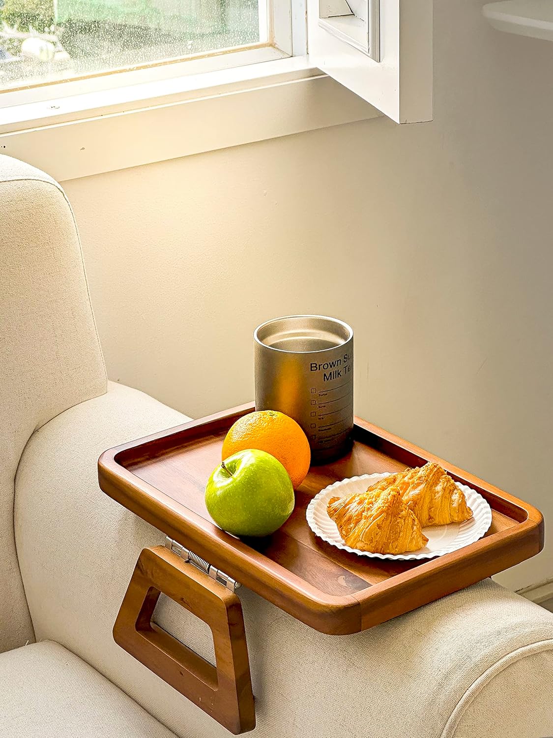 Wooden Sofa Arm Tray / Acacia / 13.8 x 9.5 x 1