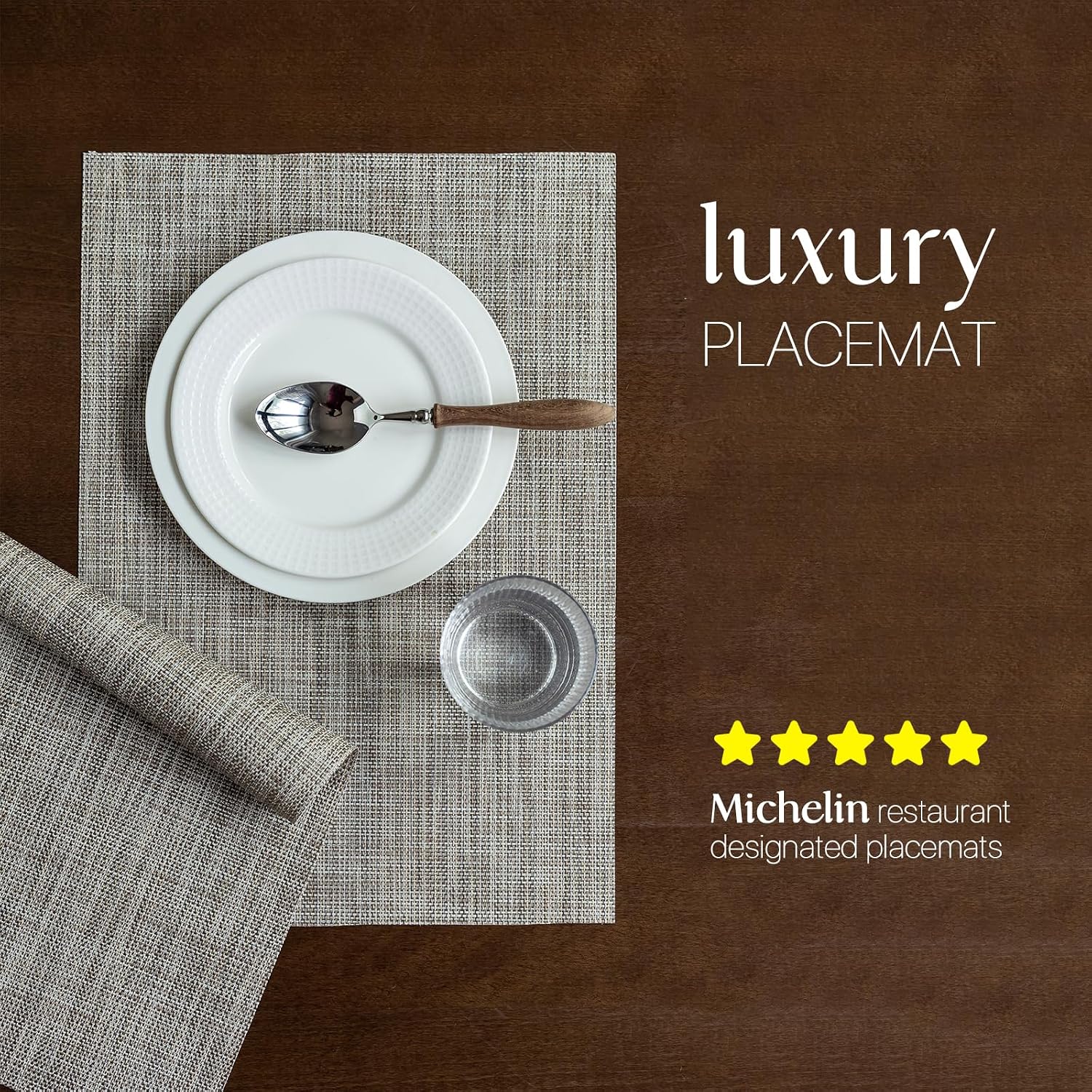 LEXMORE PlaceMats Set of 12 Vinyl/Plastic Woven Place Mats for Kitchen Table Indoor/Outdoor Washable PlaceMat Wipeable