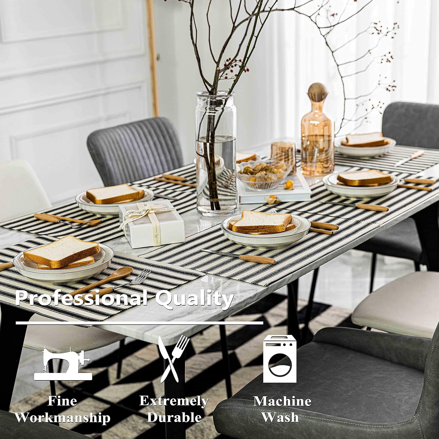 Home Brilliant Cloth Placemats Set of 6 Heat Resistant Place Mats for Dining Table Farmhouse Washable Placemats for