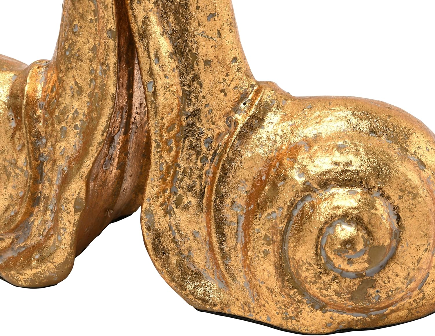 Decorative Distressed Cast Metal Snail Bookends / Gold