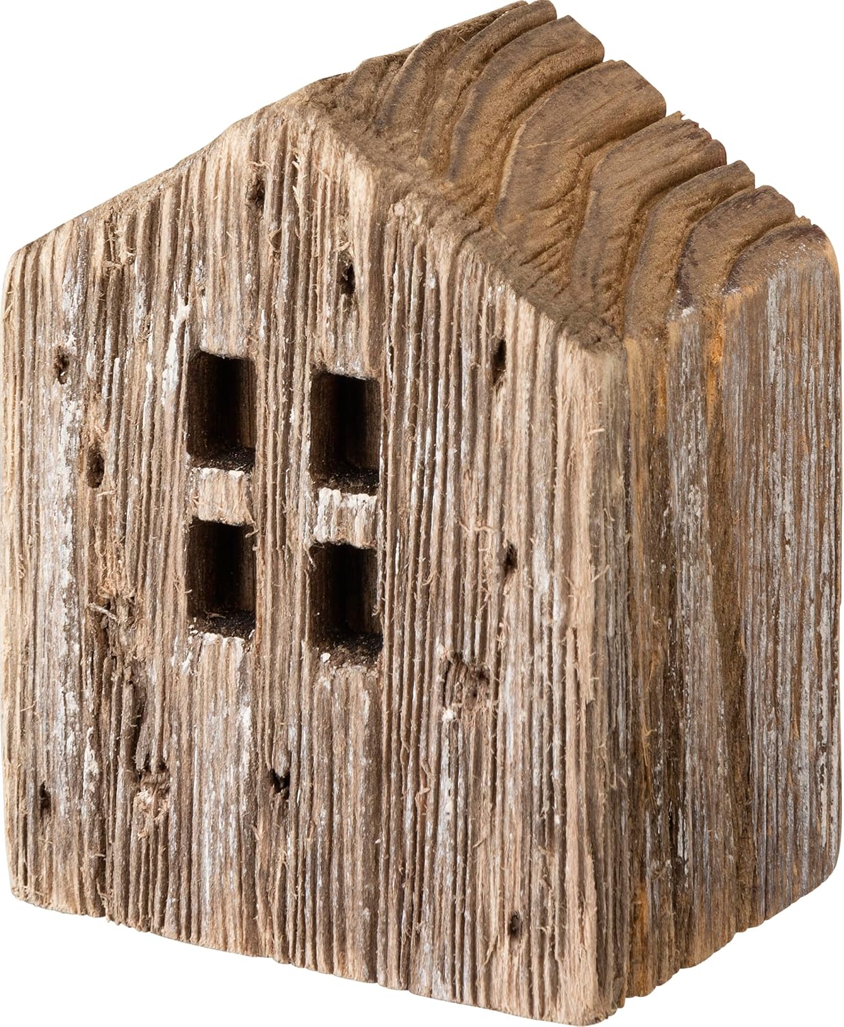 Rustic Wooden House Figurines / Set of 3