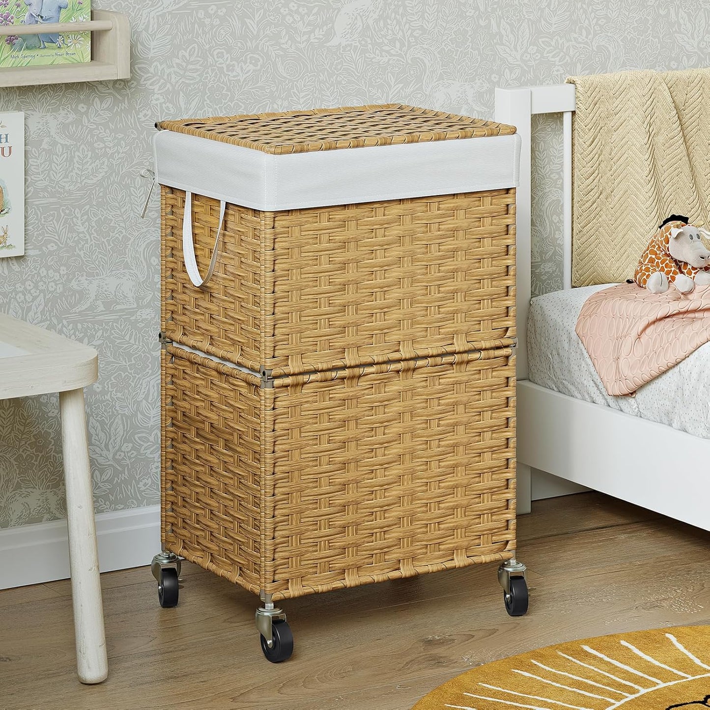 Rolling Laundry Basket / 90l / Yellow