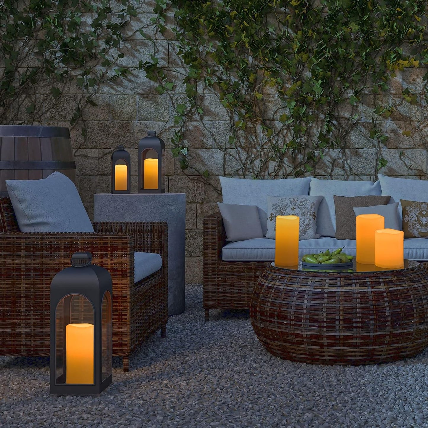 10" x 5" Waterproof Outdoor Flameless Candles Battery Operated LED Flickering Pillar Candles with Remote and Timer for