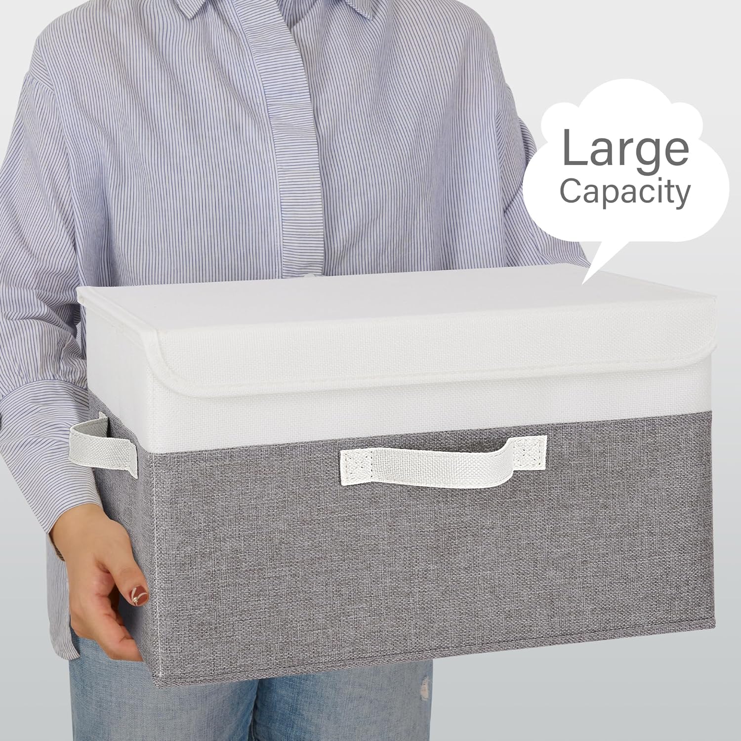 Storage Bins / Closet Organizers / White/gray / Large / Set of 2