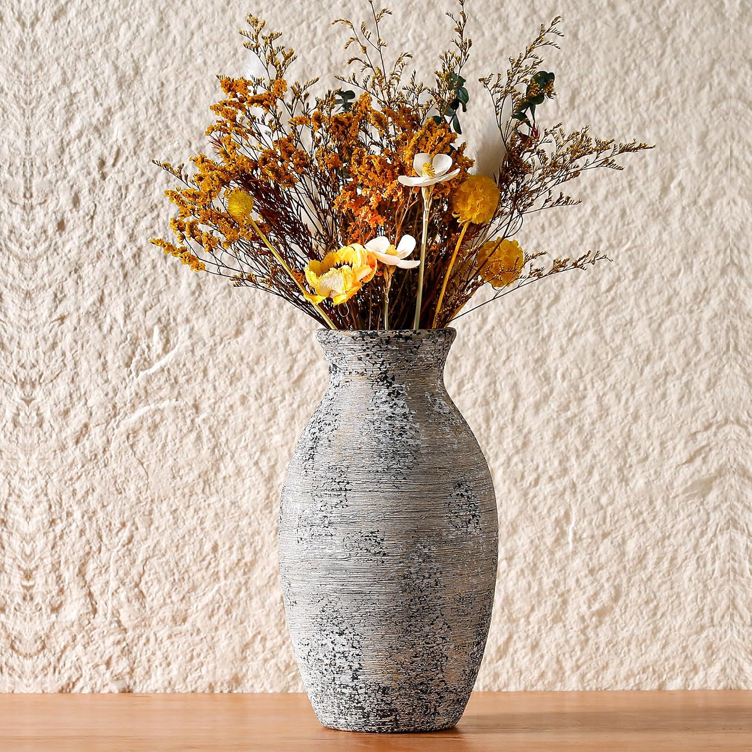 Ceramic Vase / Farmhouse Rustic Pottery Vases / Gray / 11 Inch