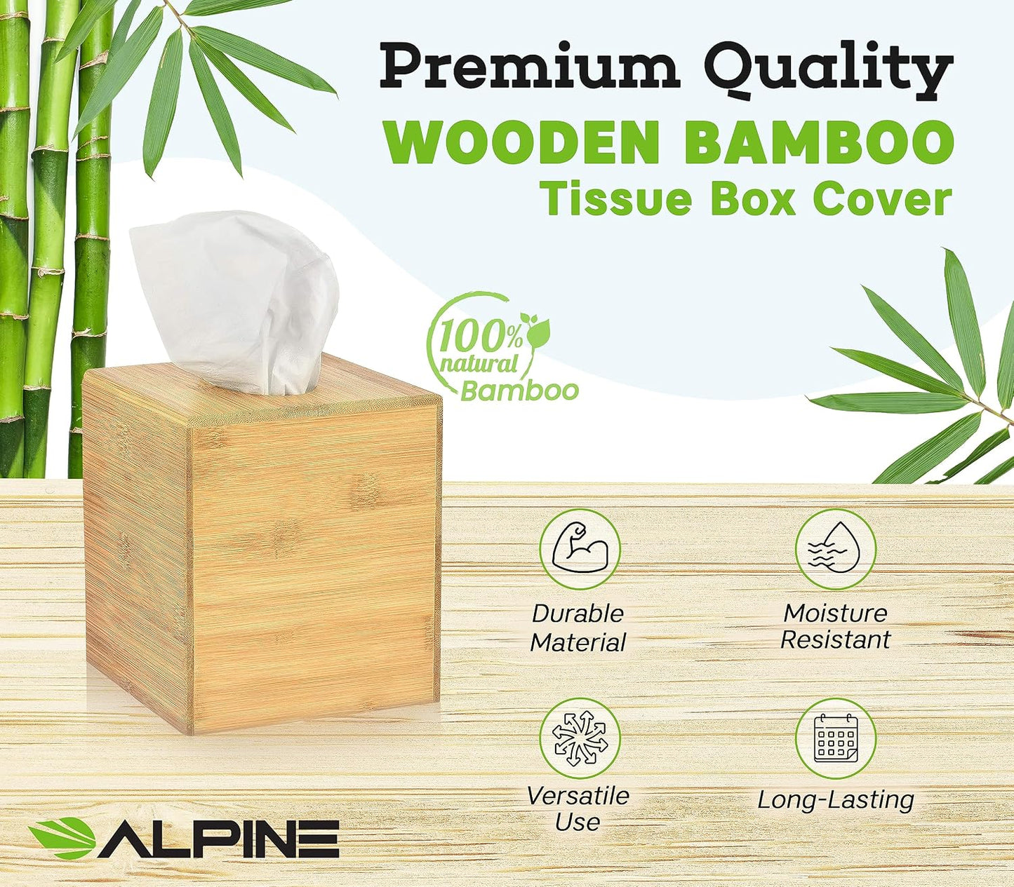 Industries Wooden Tissue Box Cover / Bamboo / Square