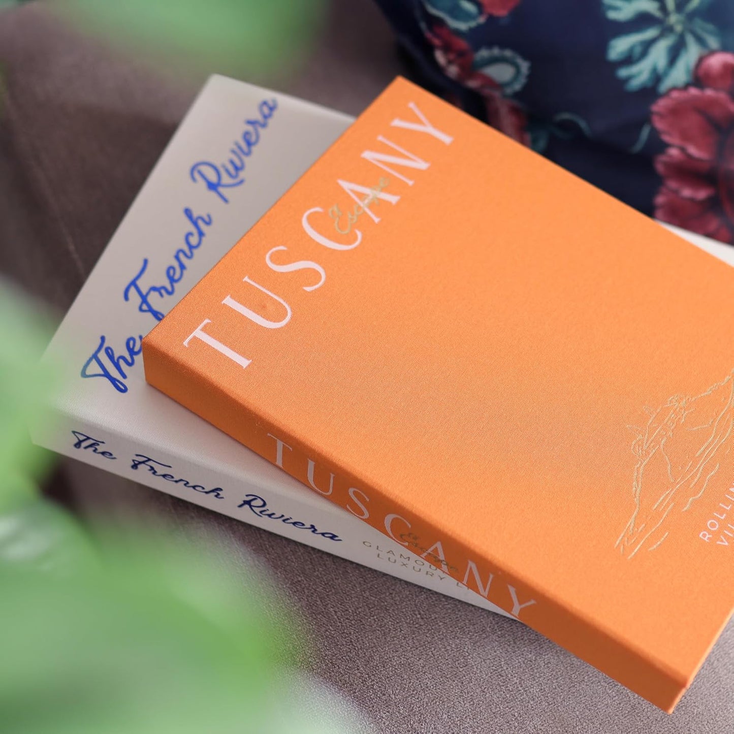 & White Linen Faux Books Decoration / Orange