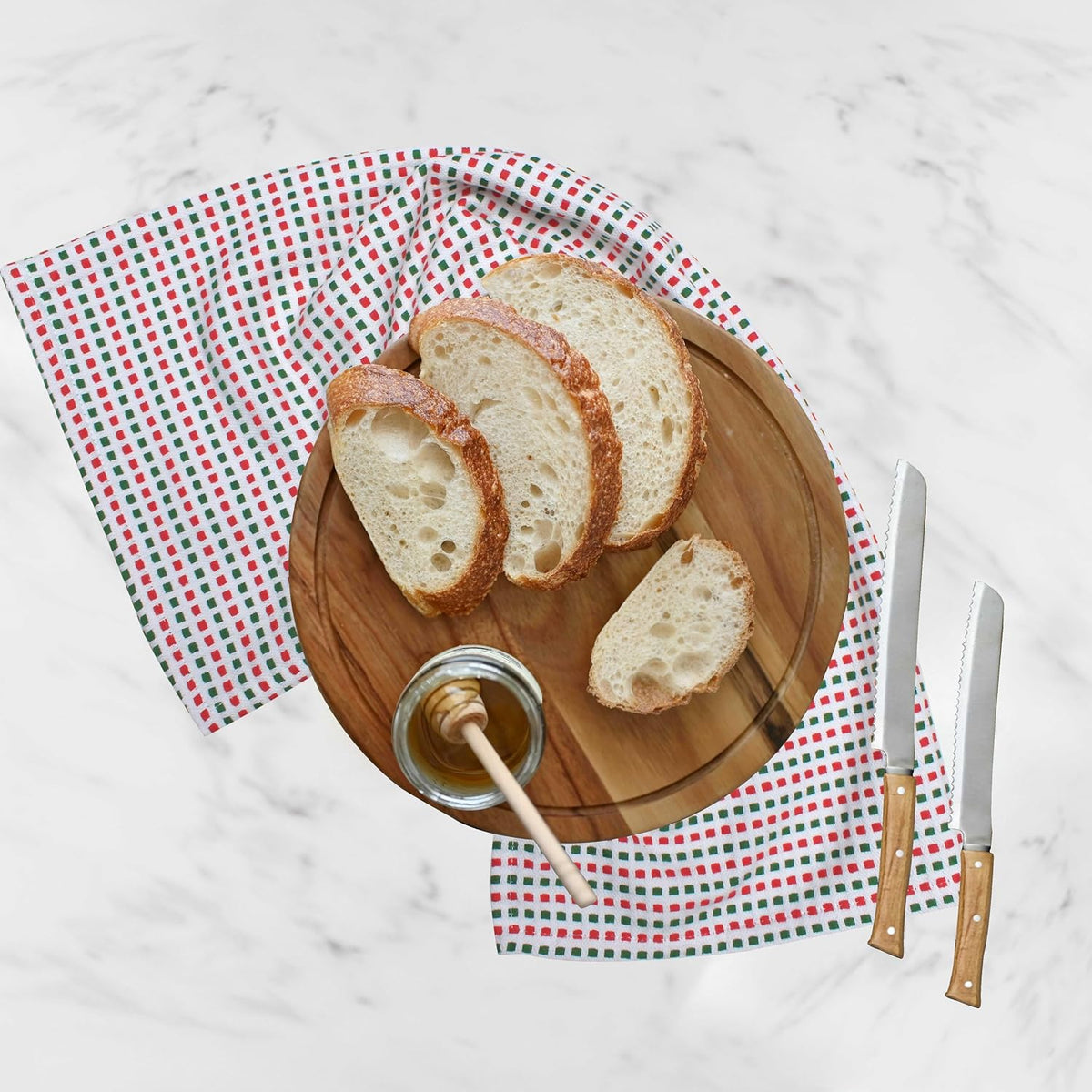 Urban Villa Kitchen Towels Cotton Dish Towels 20”x30” (Set of 6)Red/Grn/Wht