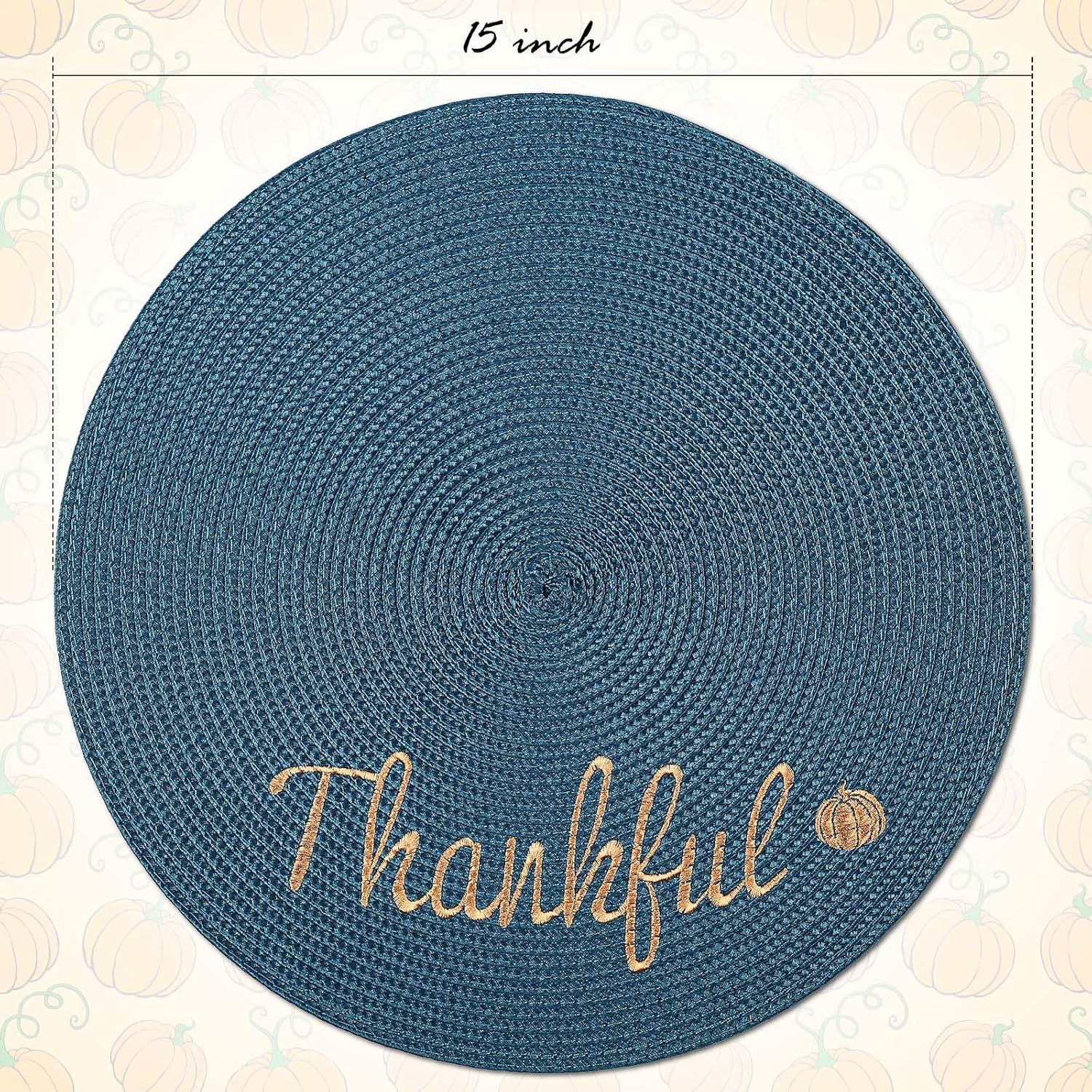FunWheat Round Placemats Set of 6 Table Mats for Thanksgiving Tables Washable Non-Slip Place mats 15 Inch for