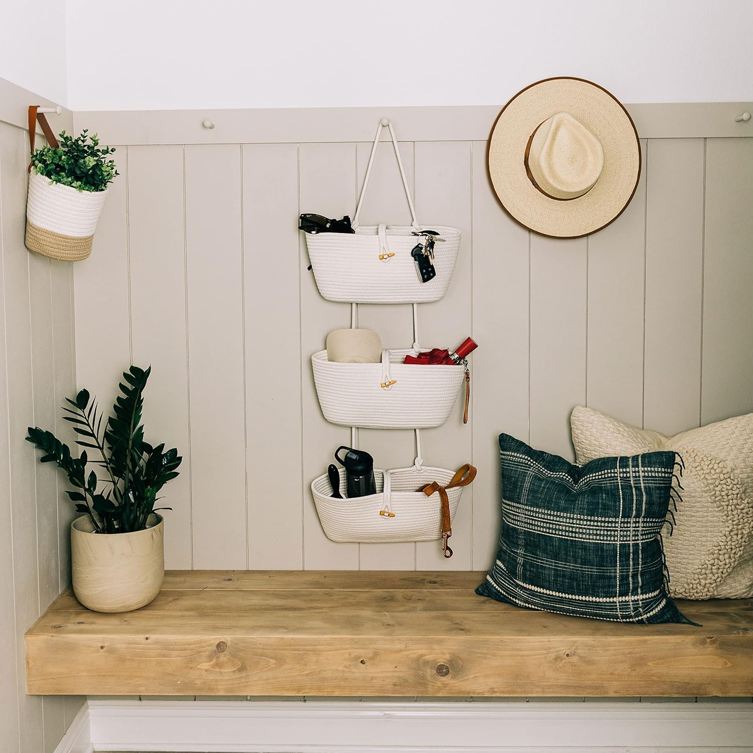 Hanging Storage Basket / Full Off-white / 3-tier
