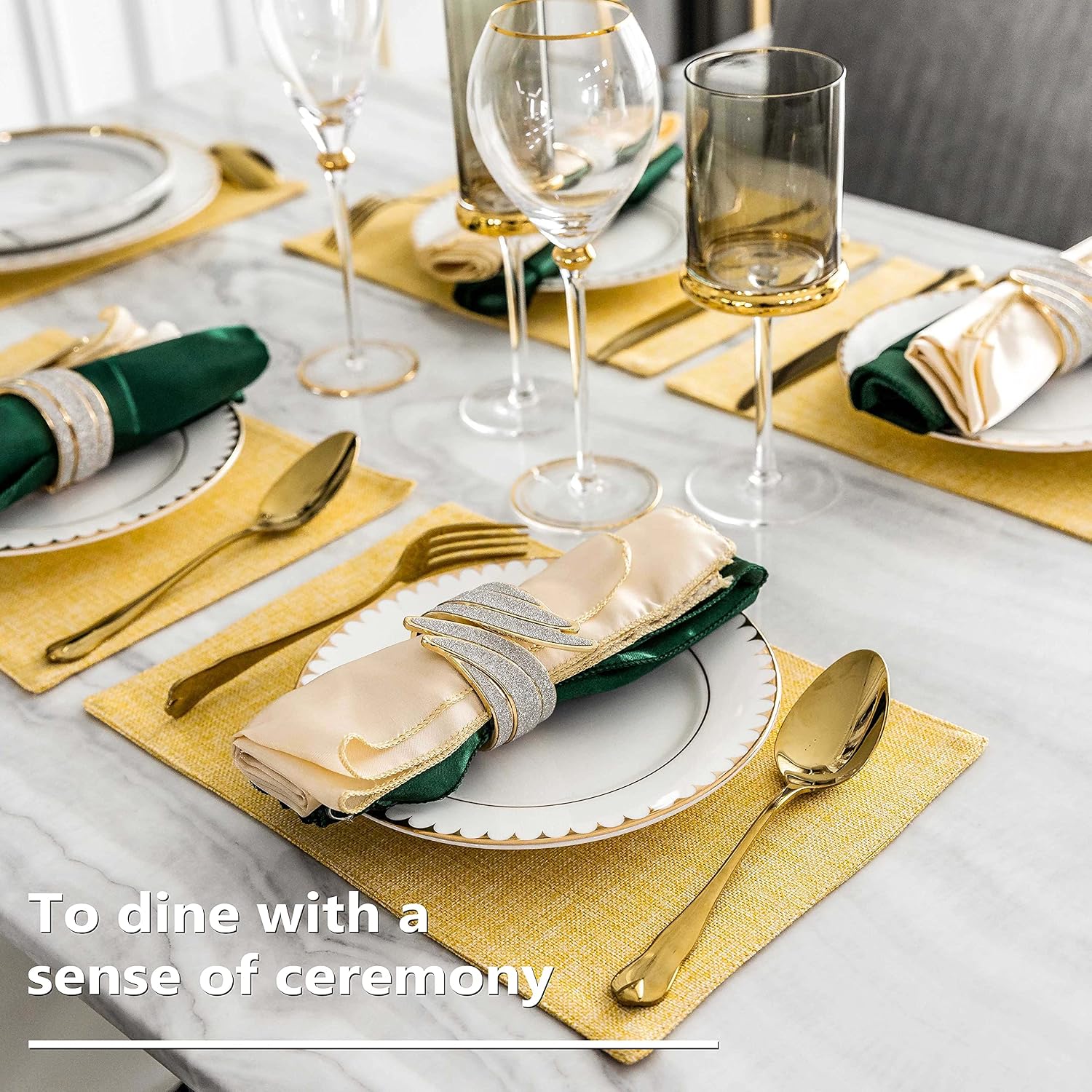 Home Brilliant Dining Placemats Set of 6 Heat Resistant Dining Table Place Mats for Kitchen Table for Placemats