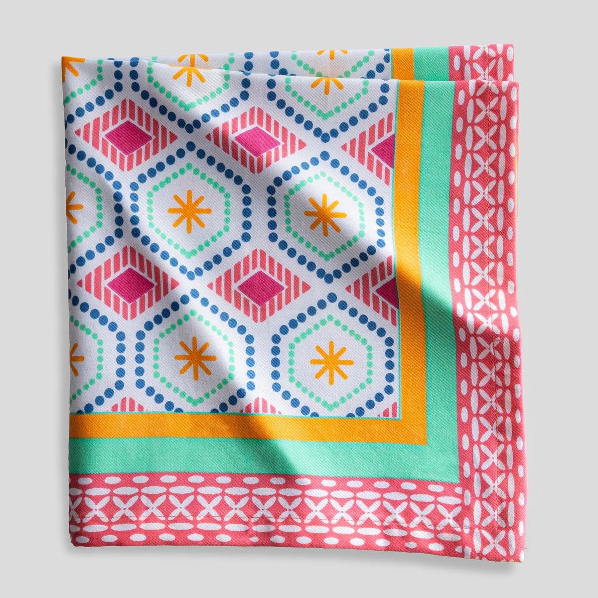 FINGERCRAFT Cloth Napkins Set of 12, 100% Cotton, 20x20 Inch, Coral Oasis | Mitered corner, washable, soft, absorbent