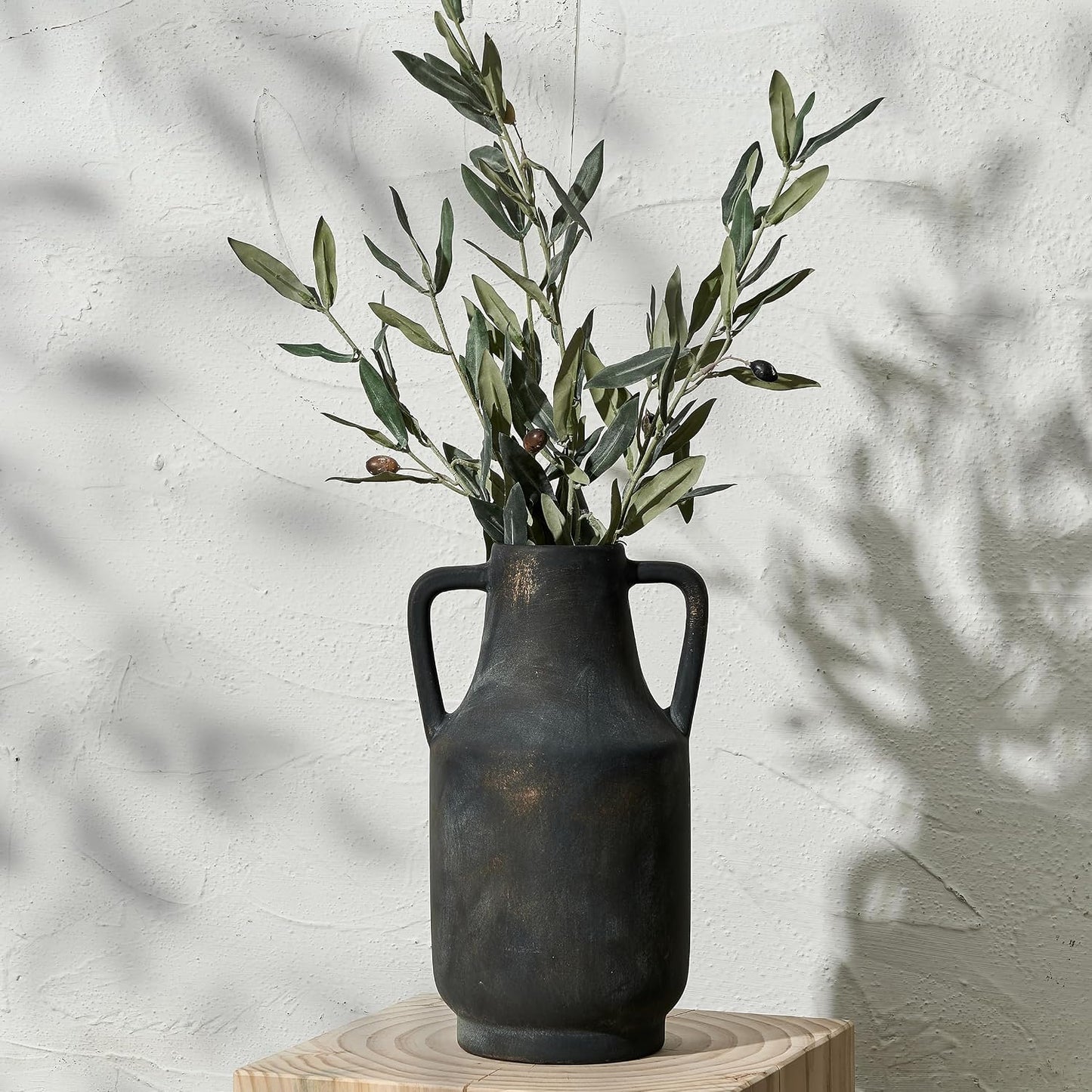 Ceramic Rustic Flower Vase / 112-black Bronze / 12 Inch