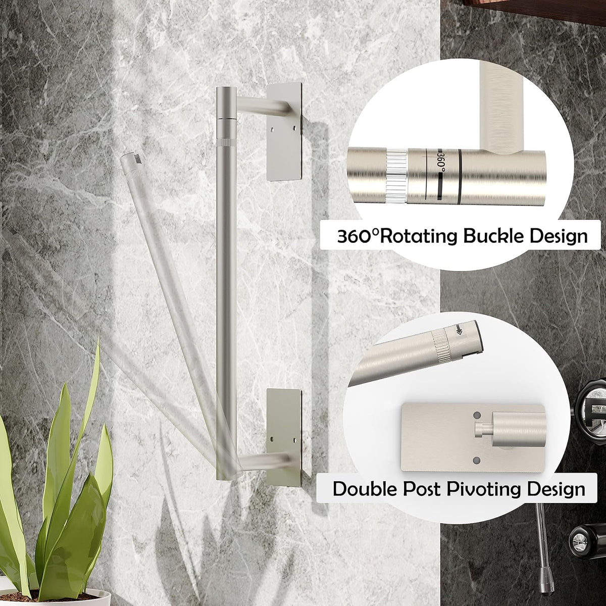 RUACQ Paper Towel Holder Under Cabinet, Wall Mounted or Adhesive Stainless Steel Paper Towel Holder,Square Base Paper