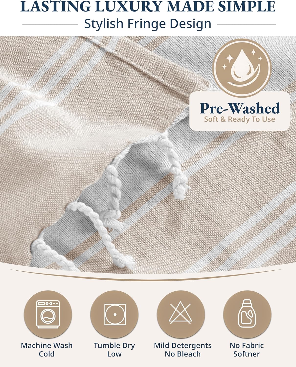 LANE LINEN Turkish Beach Towels for Women, 6 Pcs, Sand Free - Vintage Beach | Large 39"x71", Pre-Washed - No-Shrink