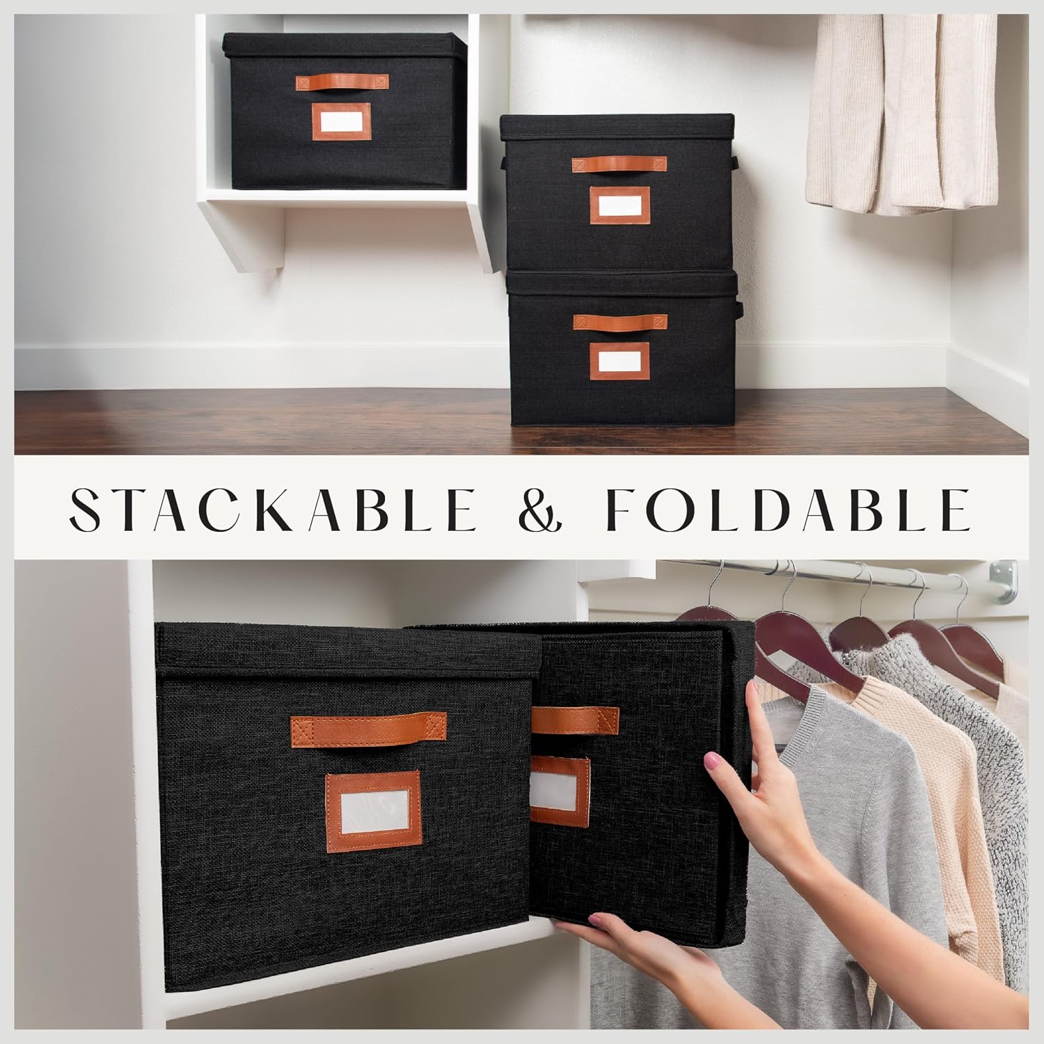 Label Holder / Decorative Bin / 15.75 x 11.25 x 11.25 / Set of 3