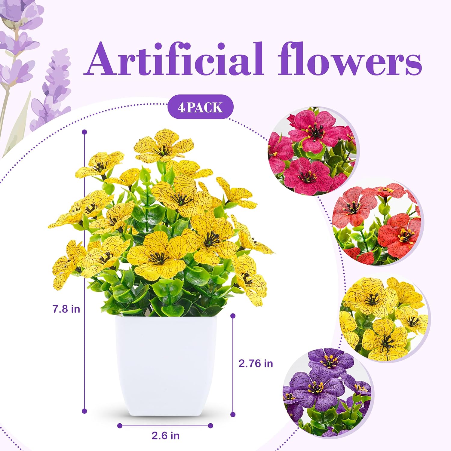 Scented Fragrance Tablets Artificial Flowers / White / Set of 4