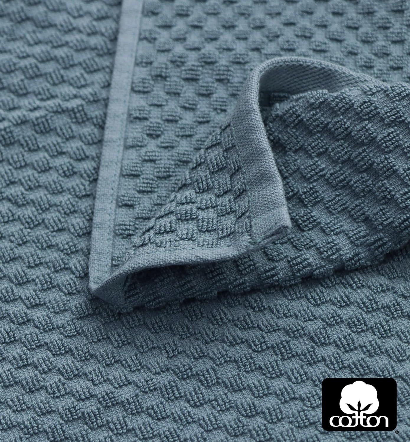COTTON CRAFT Amazing Kitchen Towel - 12 Pack 100% Cotton Waffle Terry Towel | Blue - 16x28 inch Euro Café Waffle Weave