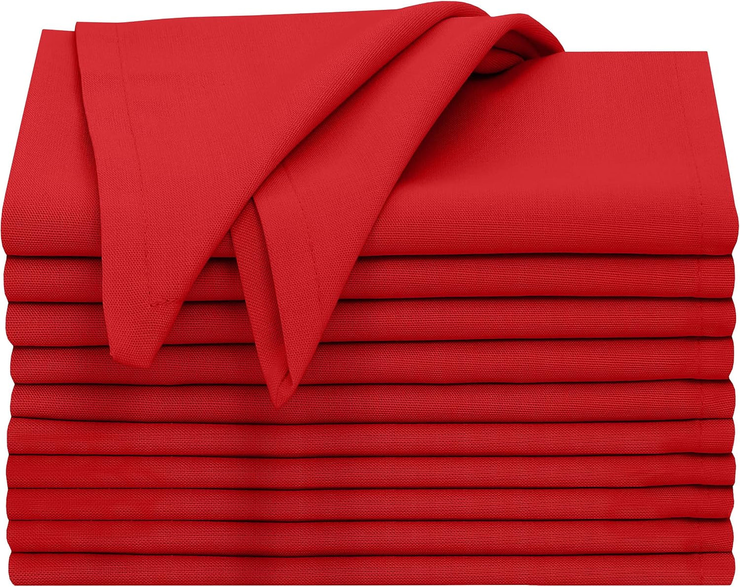 Ruvanti Cloth Napkins Set of 12, 100% Cotton 18”x18” - Flame Scarlet | Washable, Soft, Durable & Absorbent Everyday