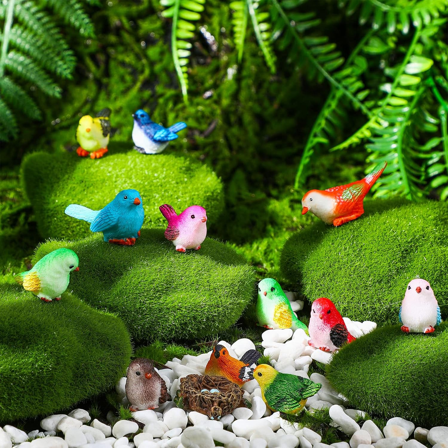 Miniature Bird Figurines Animal Figurines Tiny Mini Resin Birds Statues Animal Garden / Set of 25