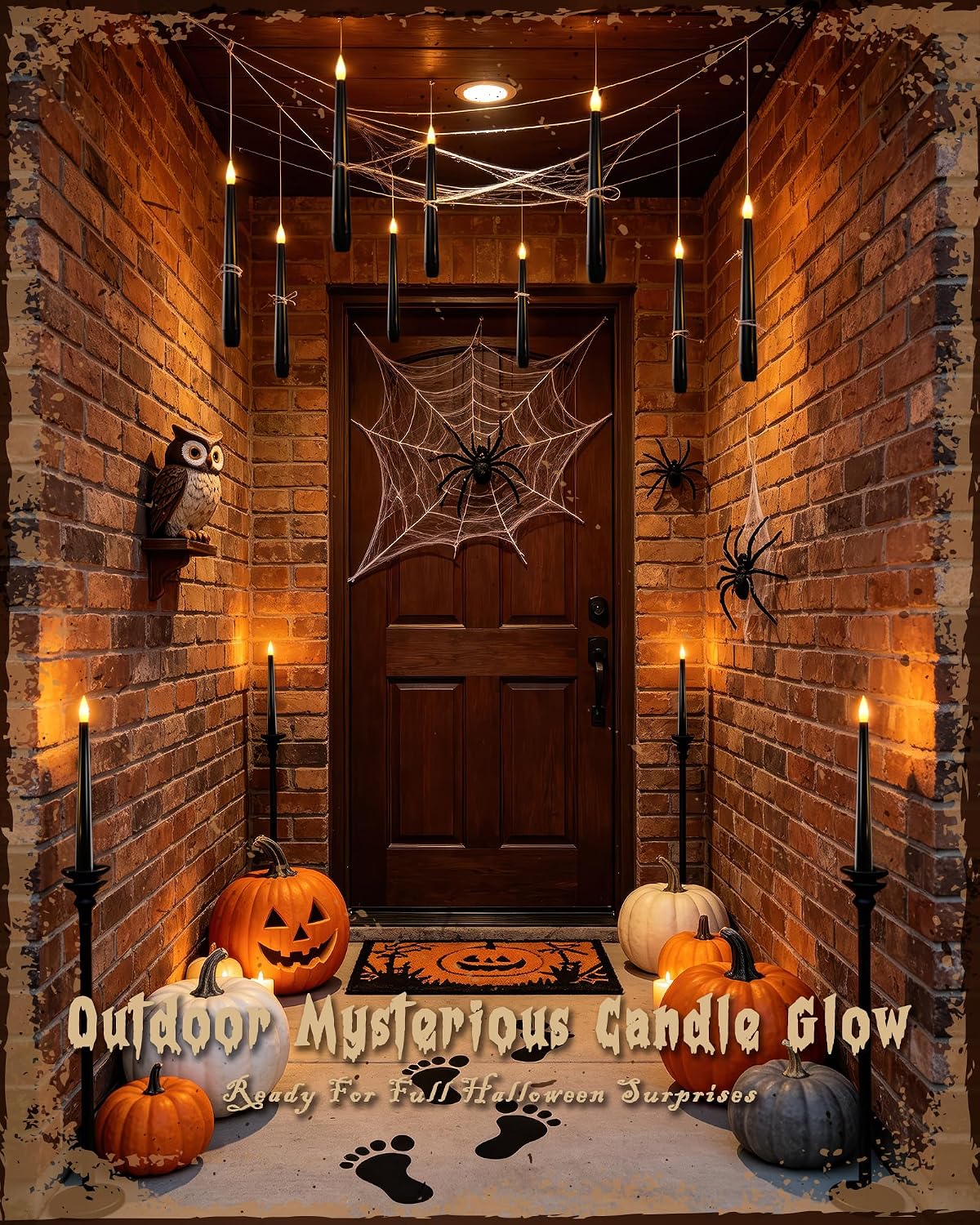 20PCS Black Floating and Hanging Flameless Taper Candles with Wand Remote, Battery Operated Gothic Halloween Candles