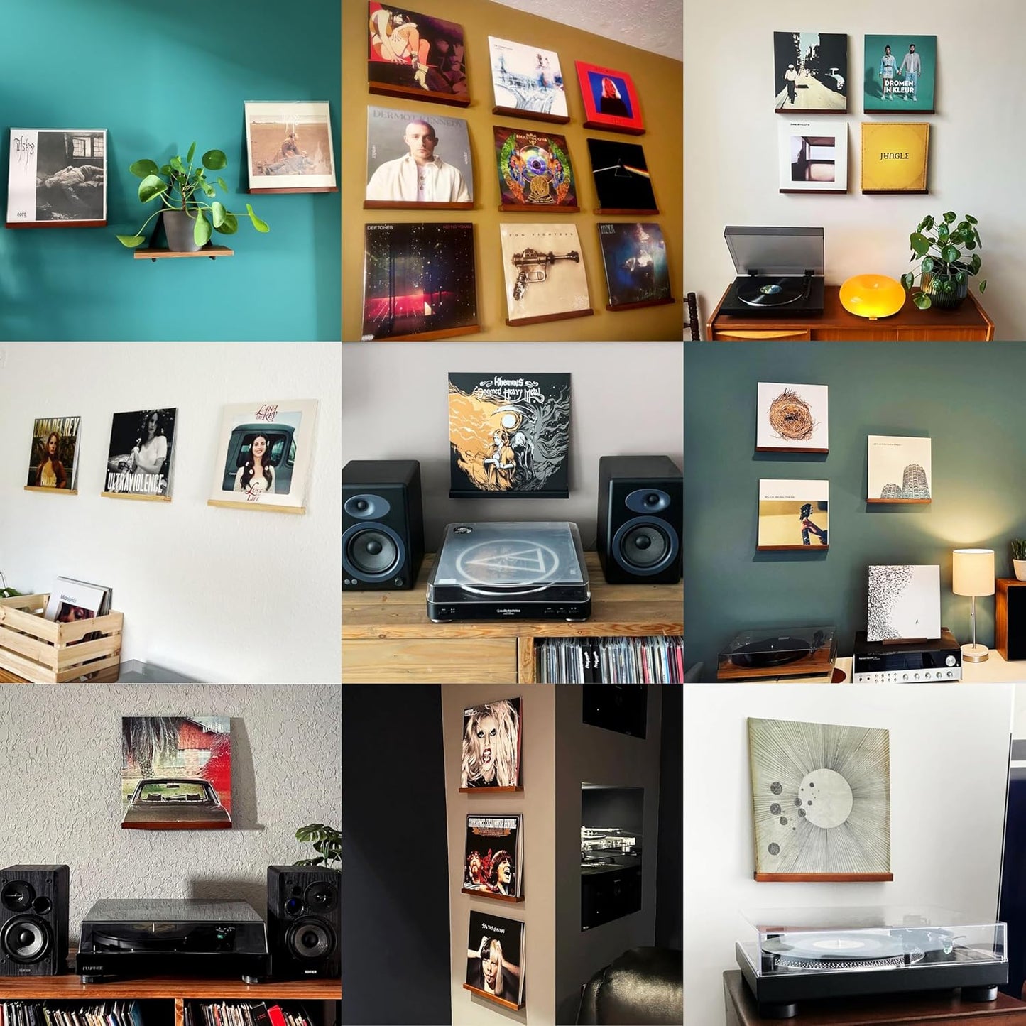 Vinyl Record Wall Mount - 3 Elegant Display Ledges Made from Solid Wood - These Vinyl Record Shelf Will Hold Records of