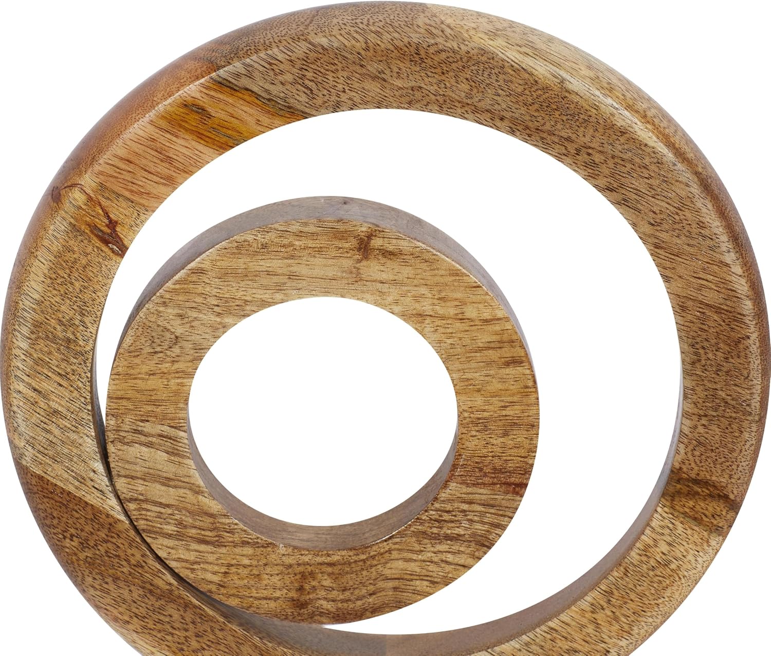 Mango Wood Geometric Decorative Sculpture Circle Home Decor Statue / 9 x 4 x 13