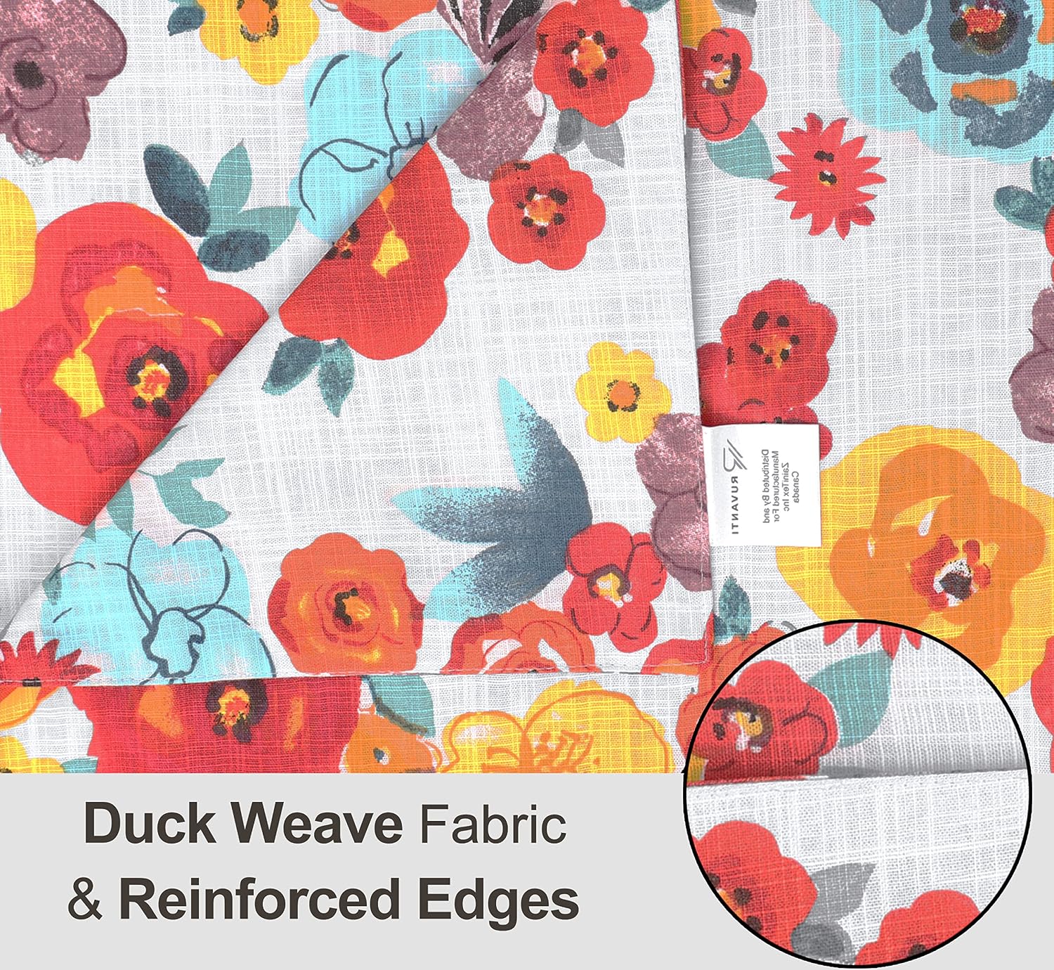 Ruvanti Placemats Set of 6, 100% Cotton Place Mats of 13"x19", Multi Flower | Heat, Stain resistant, Washable