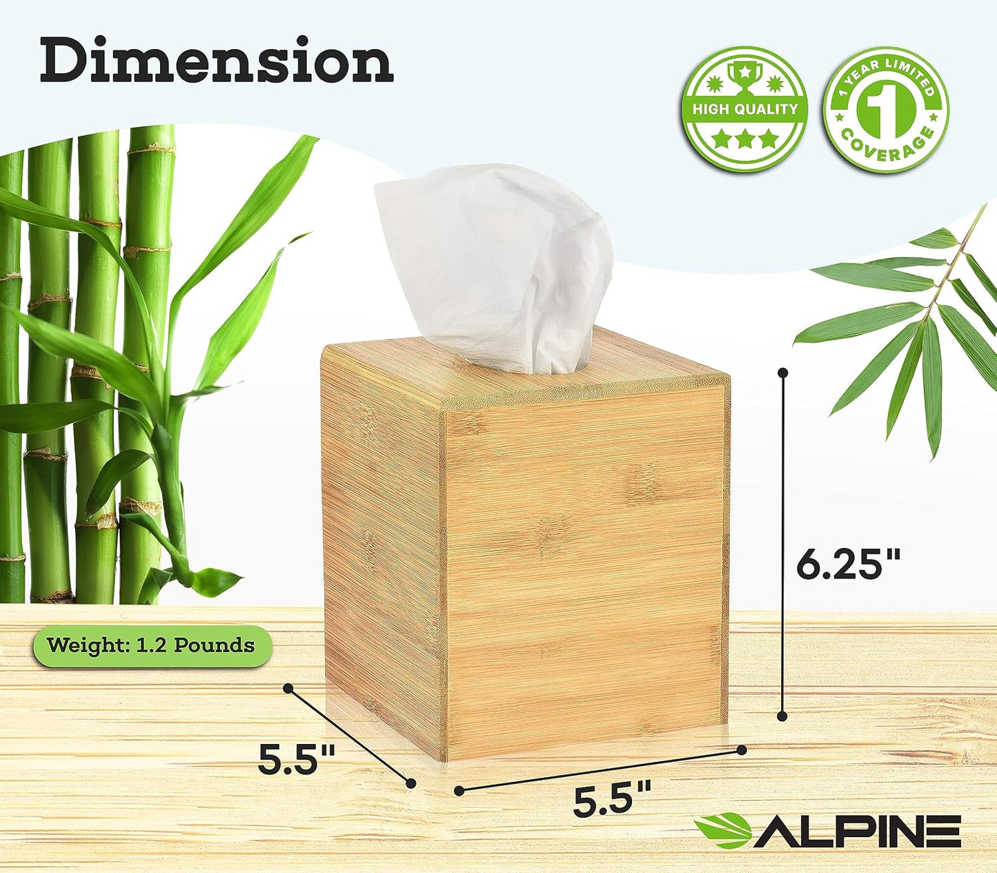 Industries Wooden Tissue Box Cover / Bamboo / Square