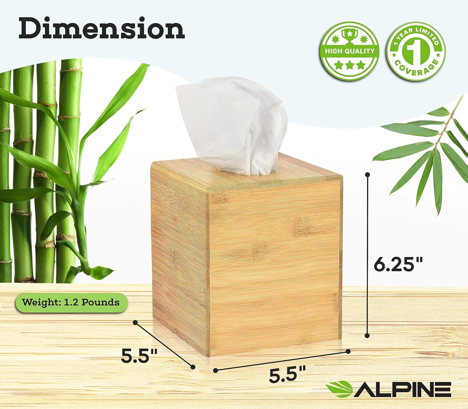 Industries Wooden Tissue Box Cover / Bamboo / Square