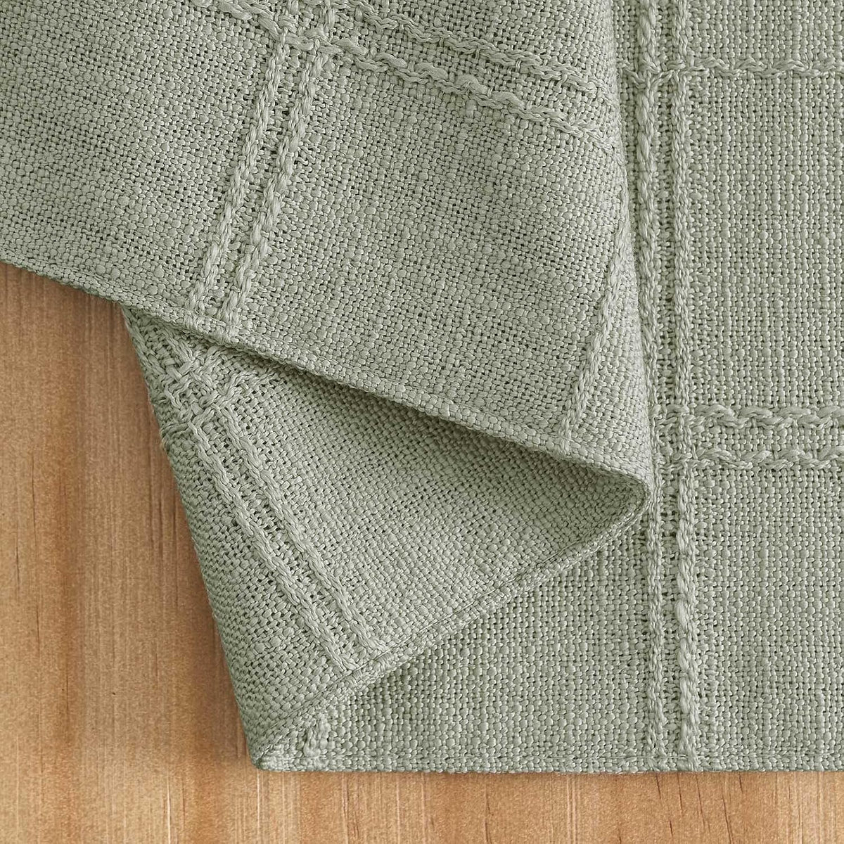 Linen Checked Farmhouse Placemats Set of 6, Seeding Green 13x19in | Double Layer, Reversible, Thick Textured Table