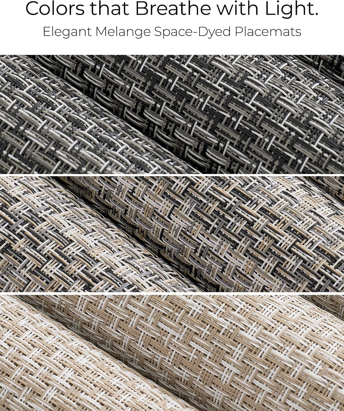 Leetaltree Woven Vinyl Placemats Set of 12, Beige | High Density, Basketweave Woven, Stain Resistant, Easy to Clean