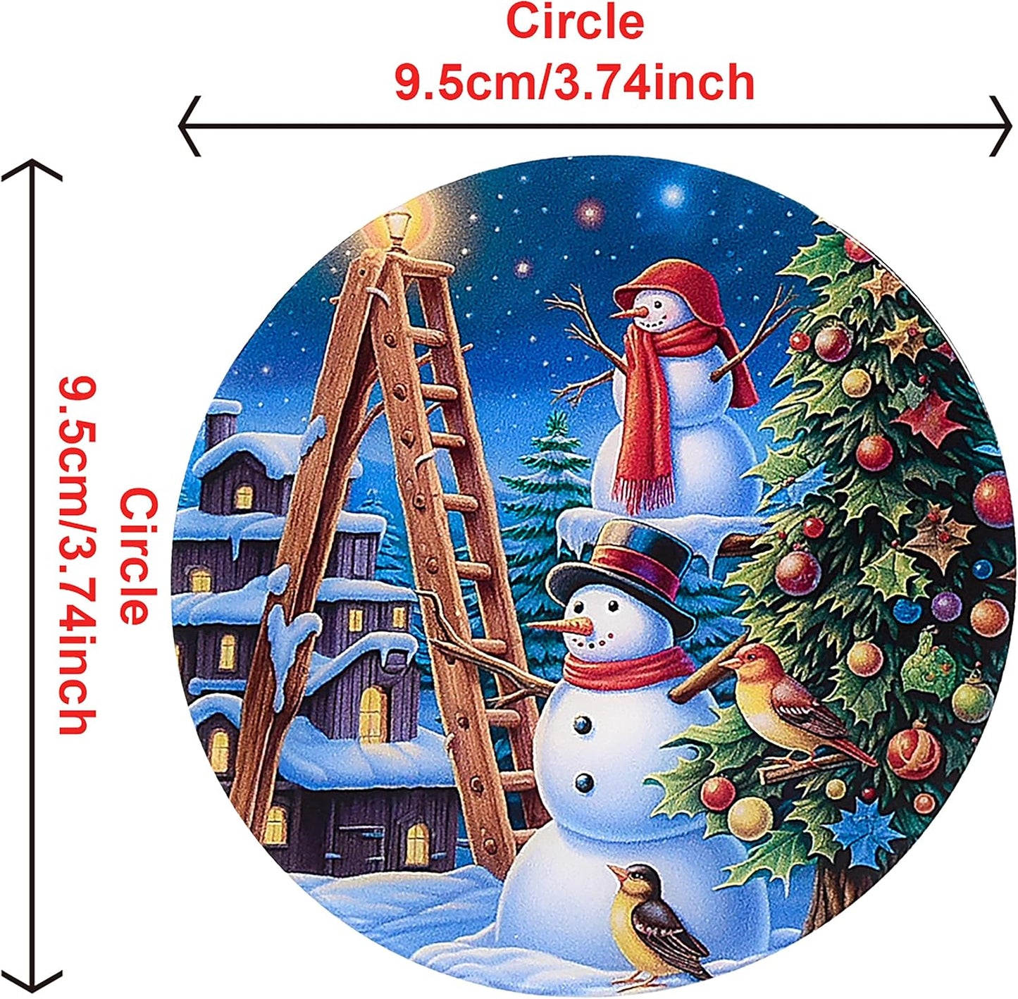 Christmas Coaster 6-Piece Set Size Round Acrylic / of Christmas Series / 3.93 Inch / Set of 6