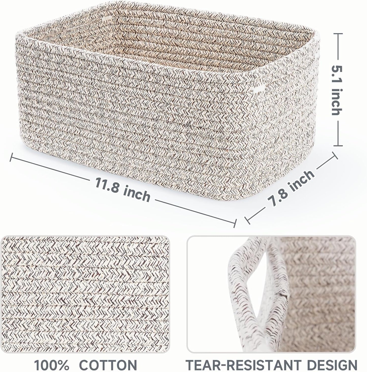 Woven Shelf Toy Basket / 11.8"lx7.8"wx5.1"h / Mix Brown / Set of 3