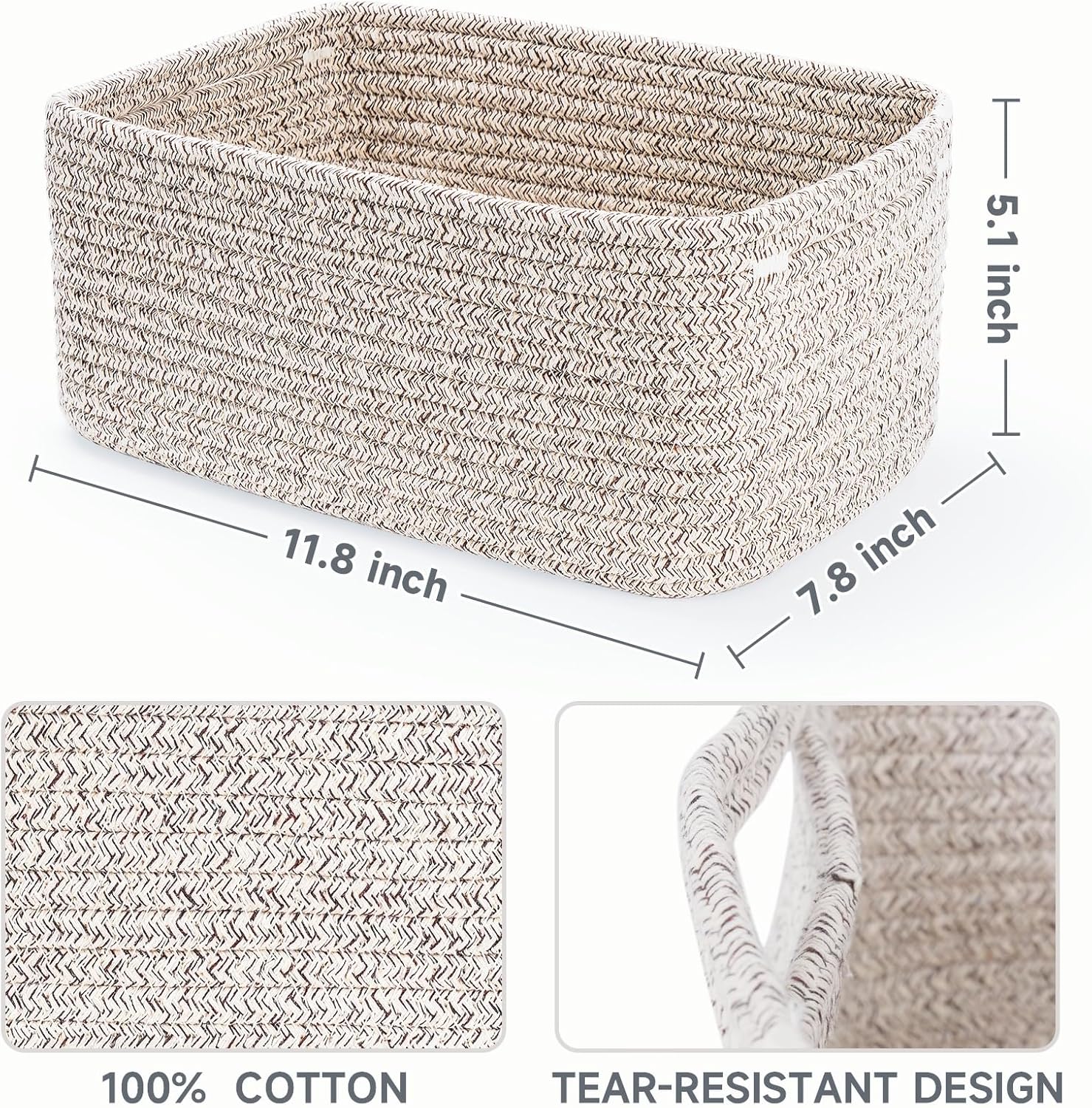 Woven Shelf Toy Basket / 11.8"lx7.8"wx5.1"h / Mix Brown / Set of 3