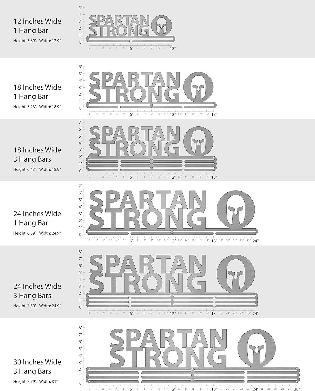 Allied Medal Hangers - Spartan Strong (18" Wide with 1 Hang bar) - Medal Hanger Holder Display Rack - Multiple